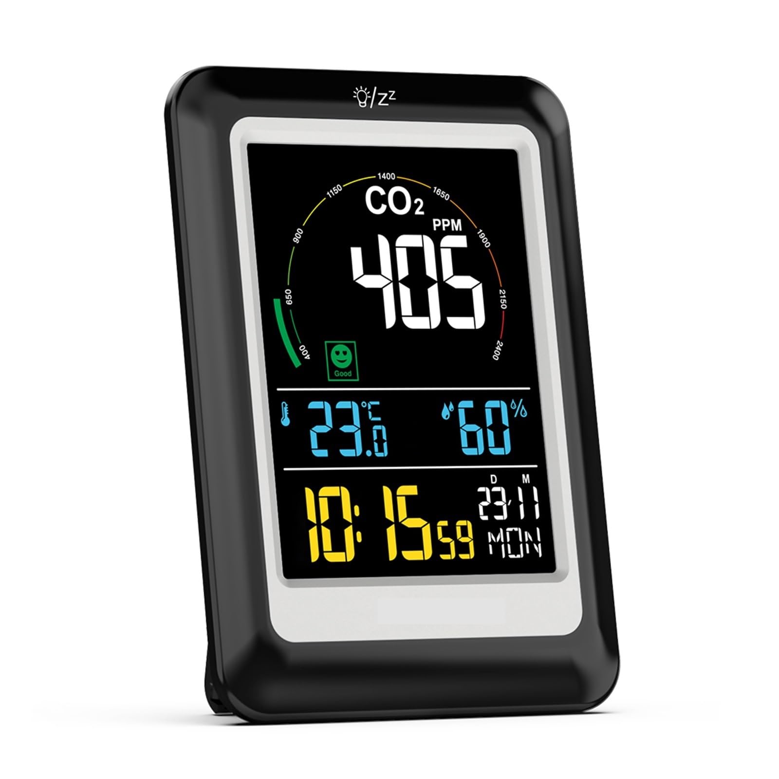 Detektor gazu, Nowy detektor jakości powietrza, dwutlenku węgla, produkcja rolna, monitor gazów cieplarnianych, tester, miernik CO2 do pracy i domu(Black)