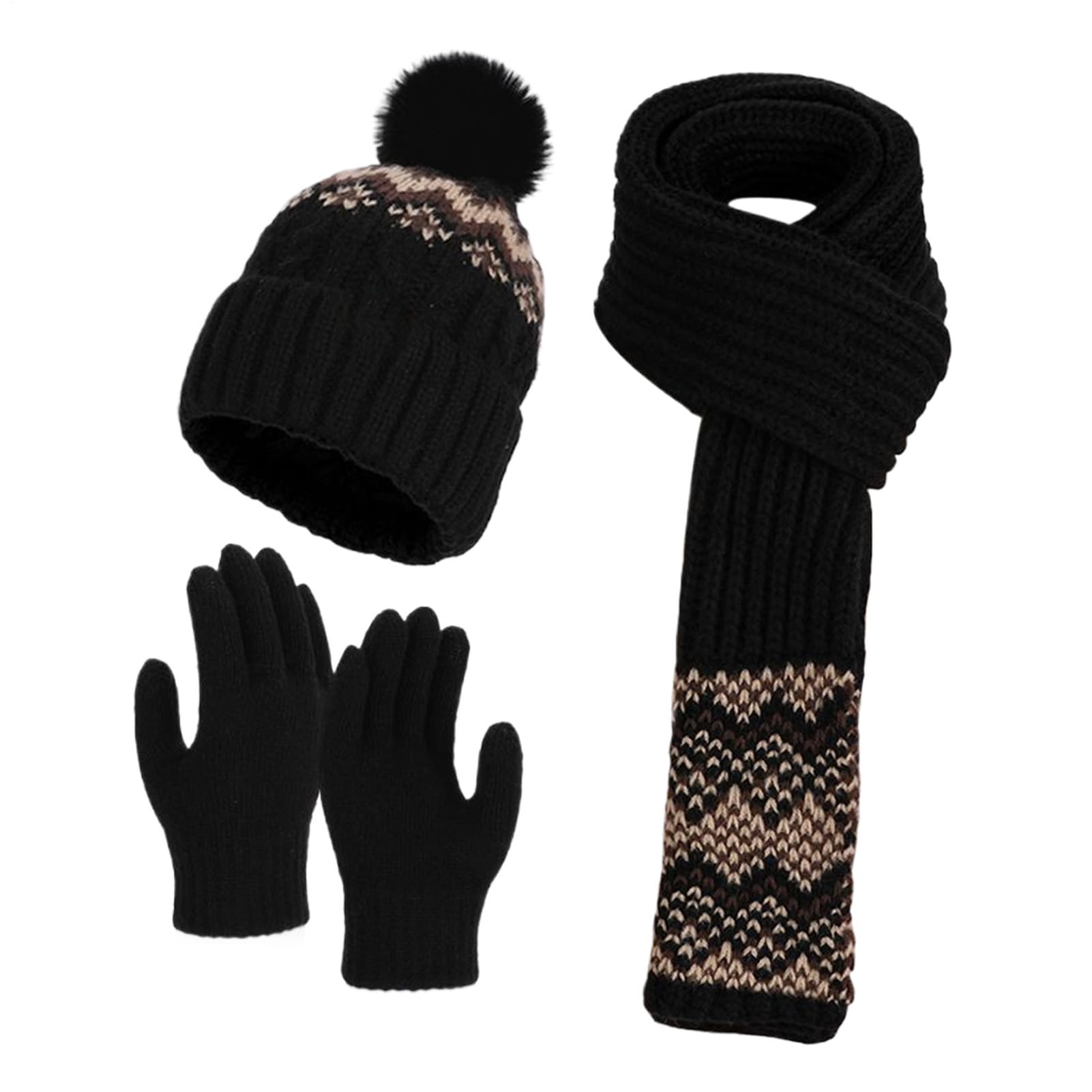 Guantes de invierno de punto cálido para mujer gruesos en color liso 8