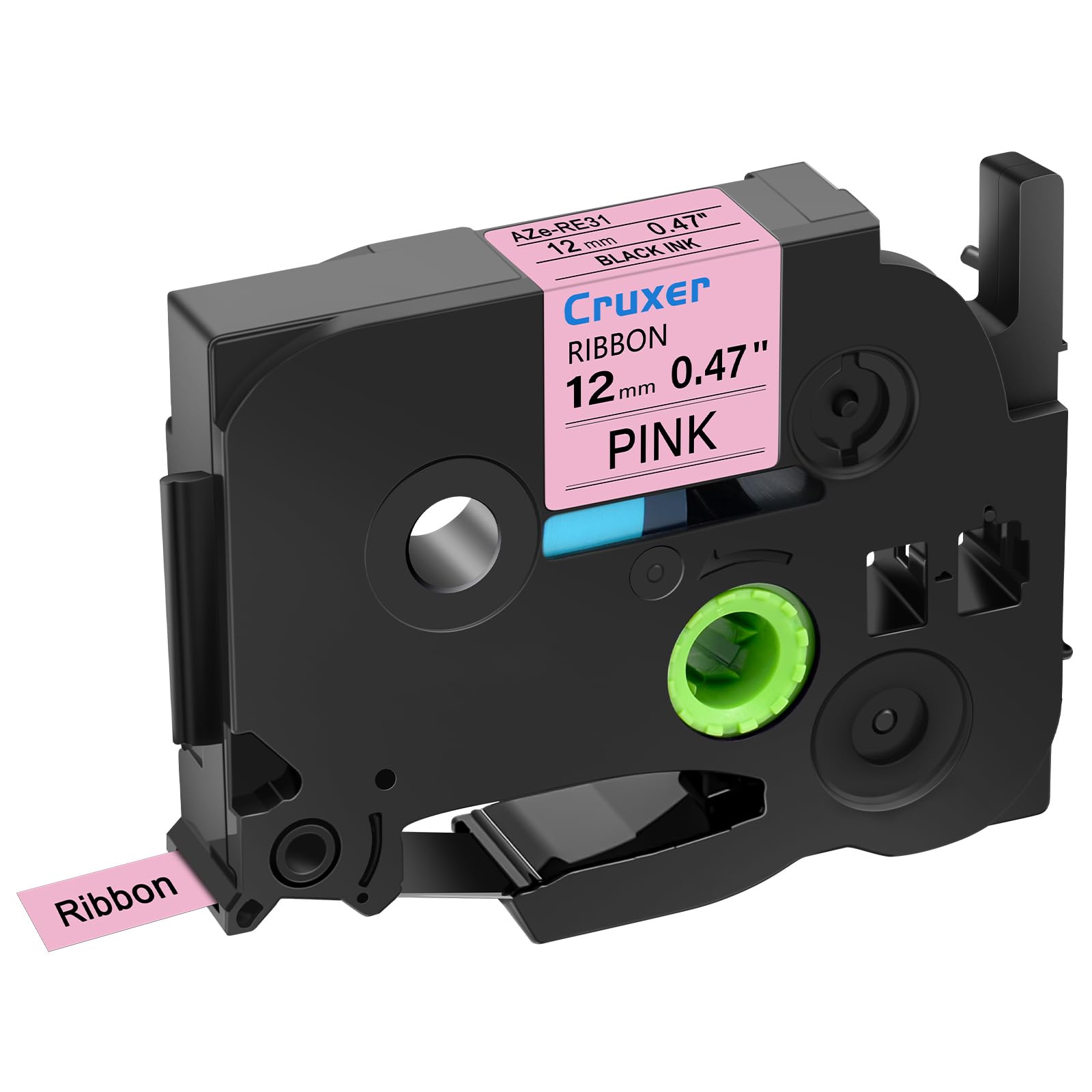 Cruxer Lot de 200 TZE-RE31 Compatibles avec P-Touch Noir sur Rose 12 mm