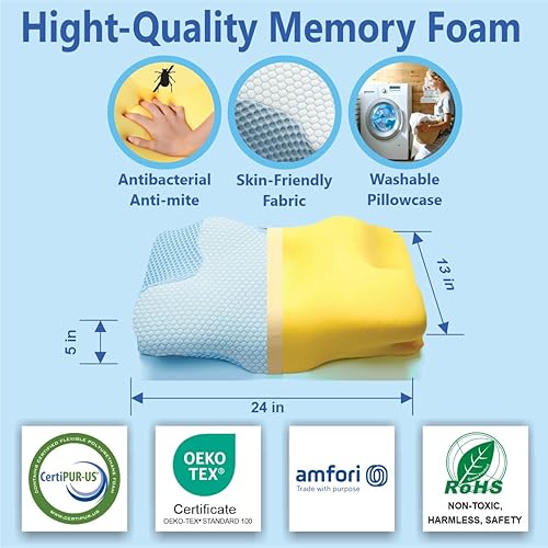 Miniatura 5 de Almohada facial antienvejecimiento, almohada cervical para el cuello para aliviar el dolor, alivio de la migraña, almohadas ortopédicas de espuma