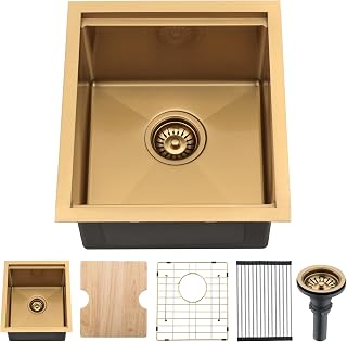 Gold Undermount Bar Sink Workstation,16x19 Small Kitchen Sink