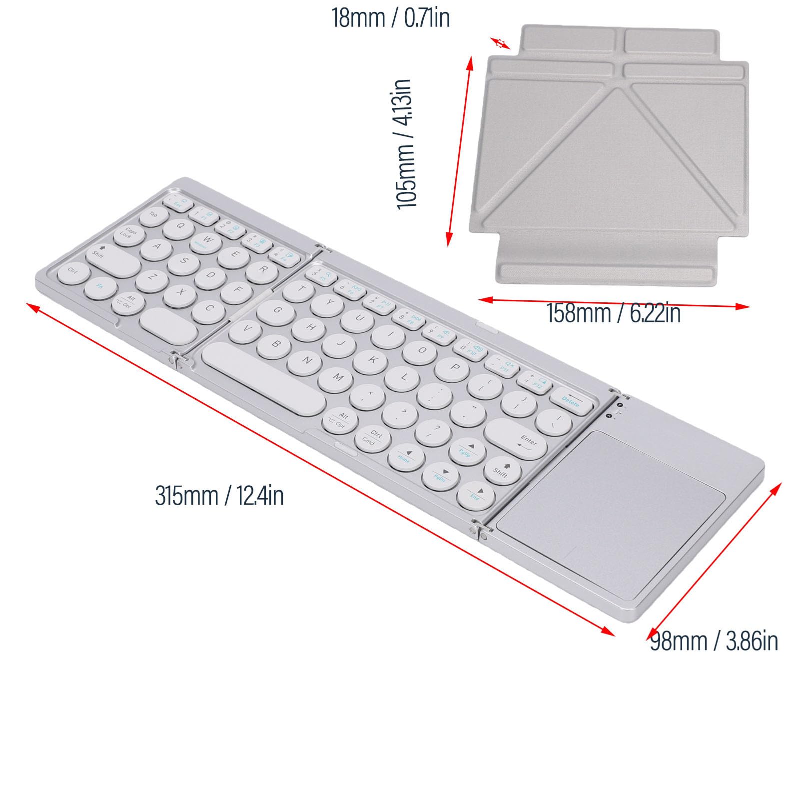 VBESTLIFE Teclado Bluetooth Plegable con Trackpad