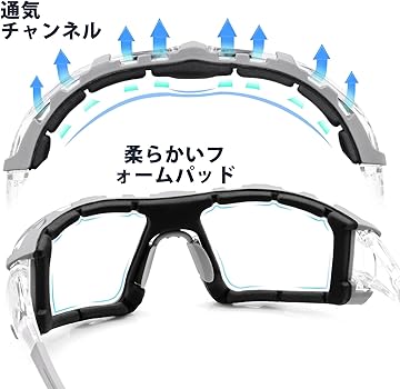 Amazon.co.jp: [XYNISQ] 保護メガネ 防曇 作業用 包覆型レンズ