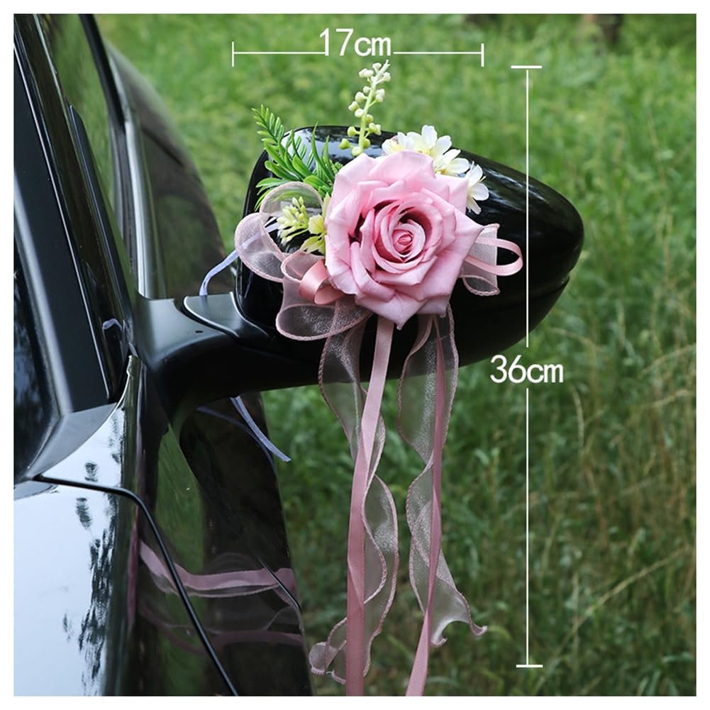 Hochzeit Autoschmuck Hochzeit-Autoschleifen Vintage Künstliche Blume Rückspiegel Türgriff Simulation Blume-Schleife Dekoration Hochzeitsauto Deko für Hochzeits Party Stuhl Zurück 7# 12 Stück