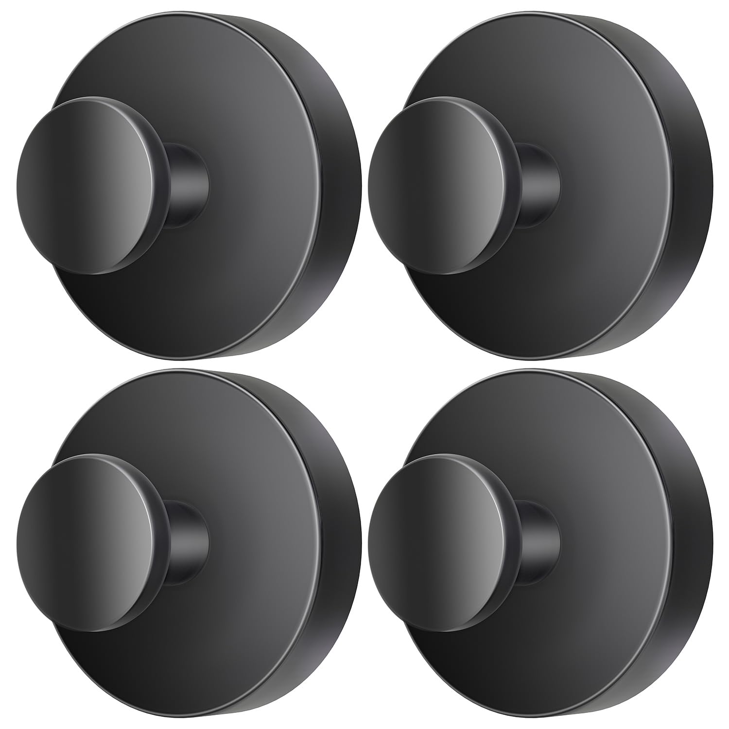 SOCORIA 2025 Upgraded Drill-Free Suction Cup Hooks, Stainless Steel Suction Cup Hooks for Shower, Mirror, Wall, Bathroom, Glass, Hanging Towels - 4 Pack, Black