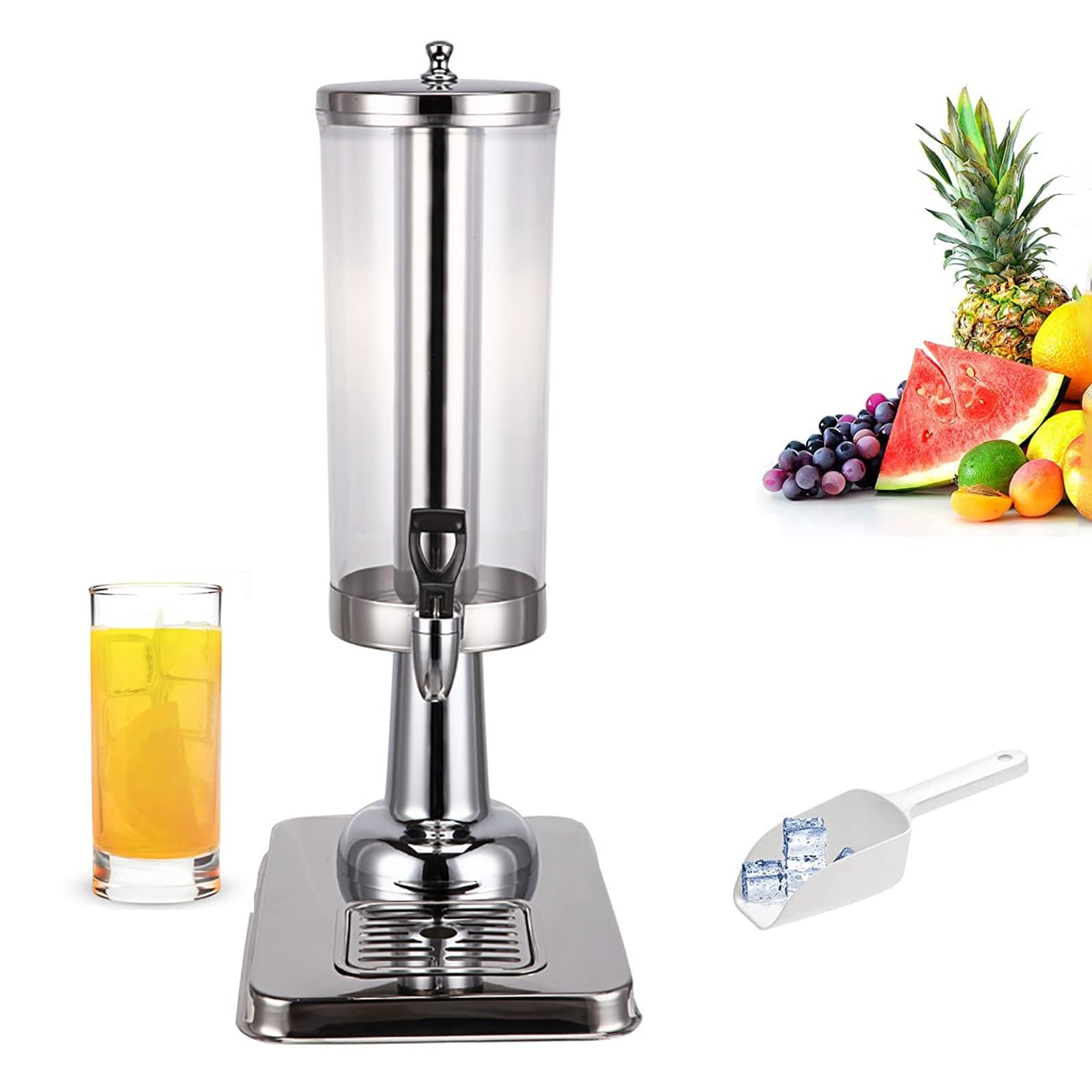 Dispensadores de bebidas de acero inoxidable, máquina comercial de bebidas frías de 3 litros, dispensador de zumo de frutas con soporte y grifo, for el hogar, restaurante y fiesta