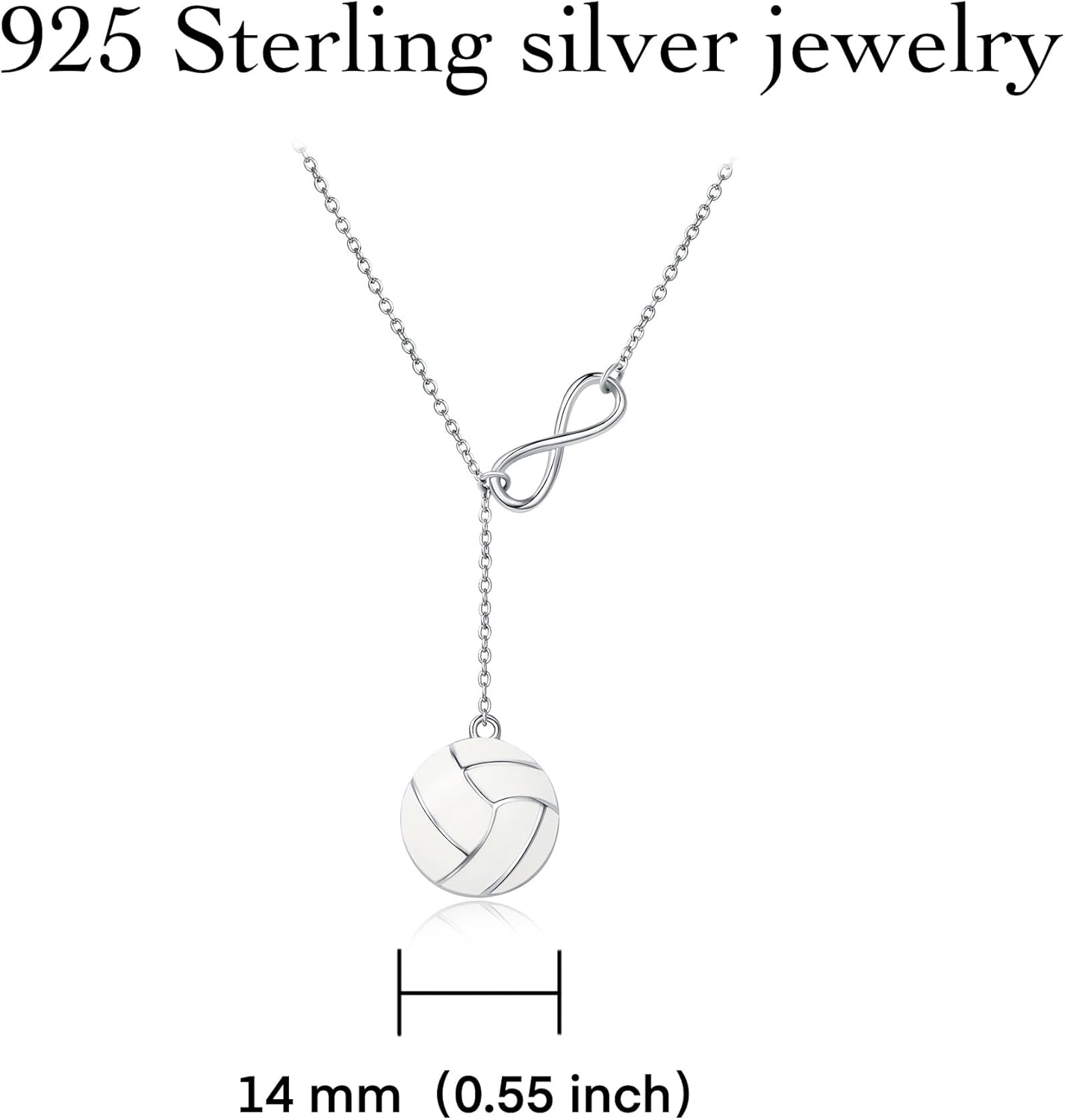 925 Sterling Silver Infinity Volleyball Necklace Pendant Jewelry Volleyball Gifts for Players Women Lover