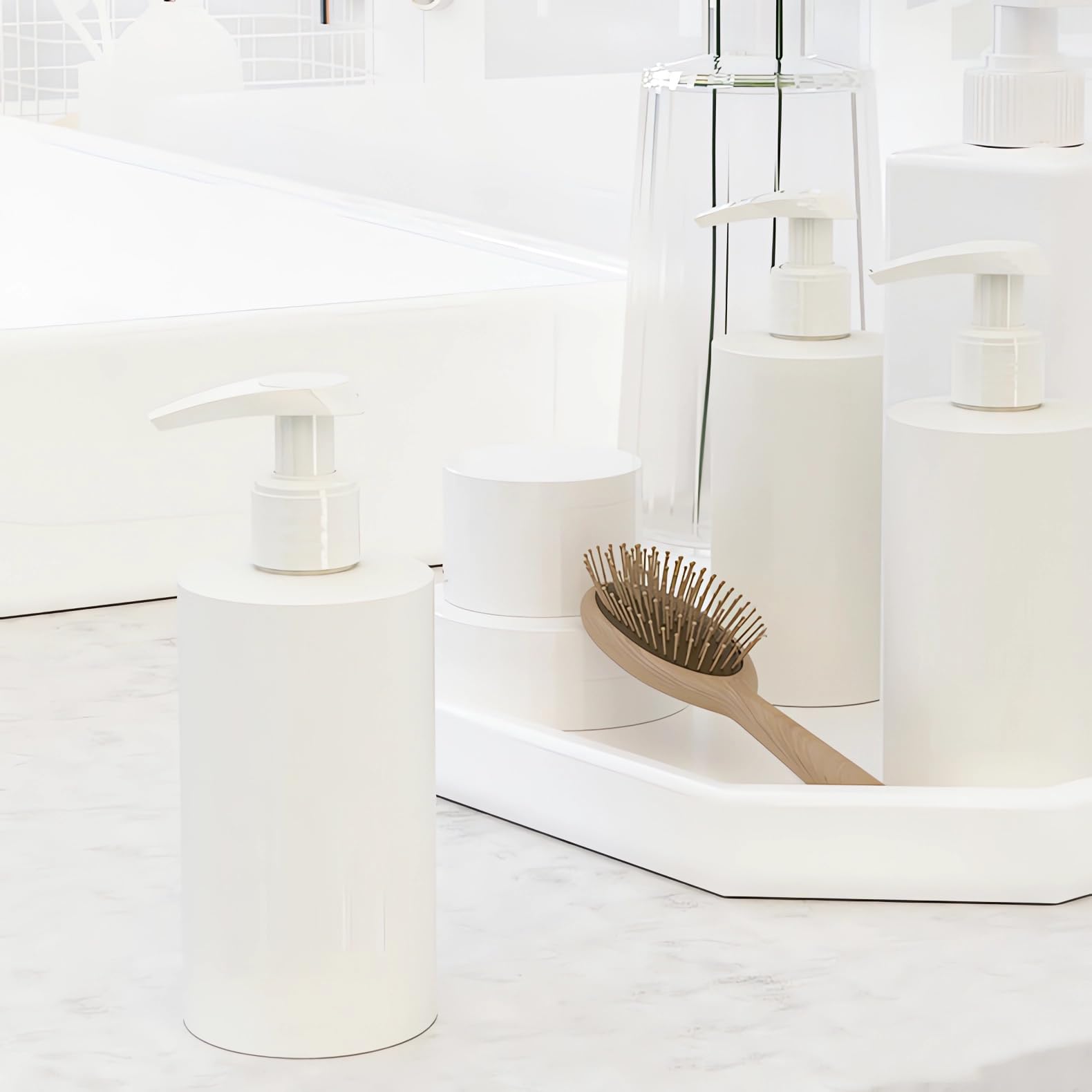 24 Pezzi 200ml flaconi vuoti da Bianco, ricaricabili, in plastica da viaggio, per lozione e shampoo Cosmetica Bottiglie con Pompa Flaconi di Lozione