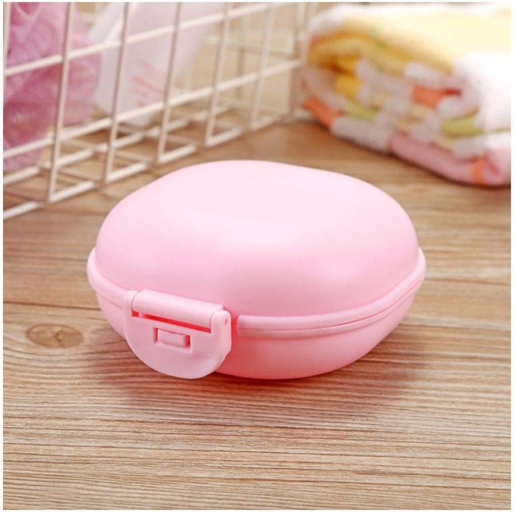 soap dish, Holder Plastic with Lid Soap Box Dish Plate Case Shower for Home Camping Travel(Q)