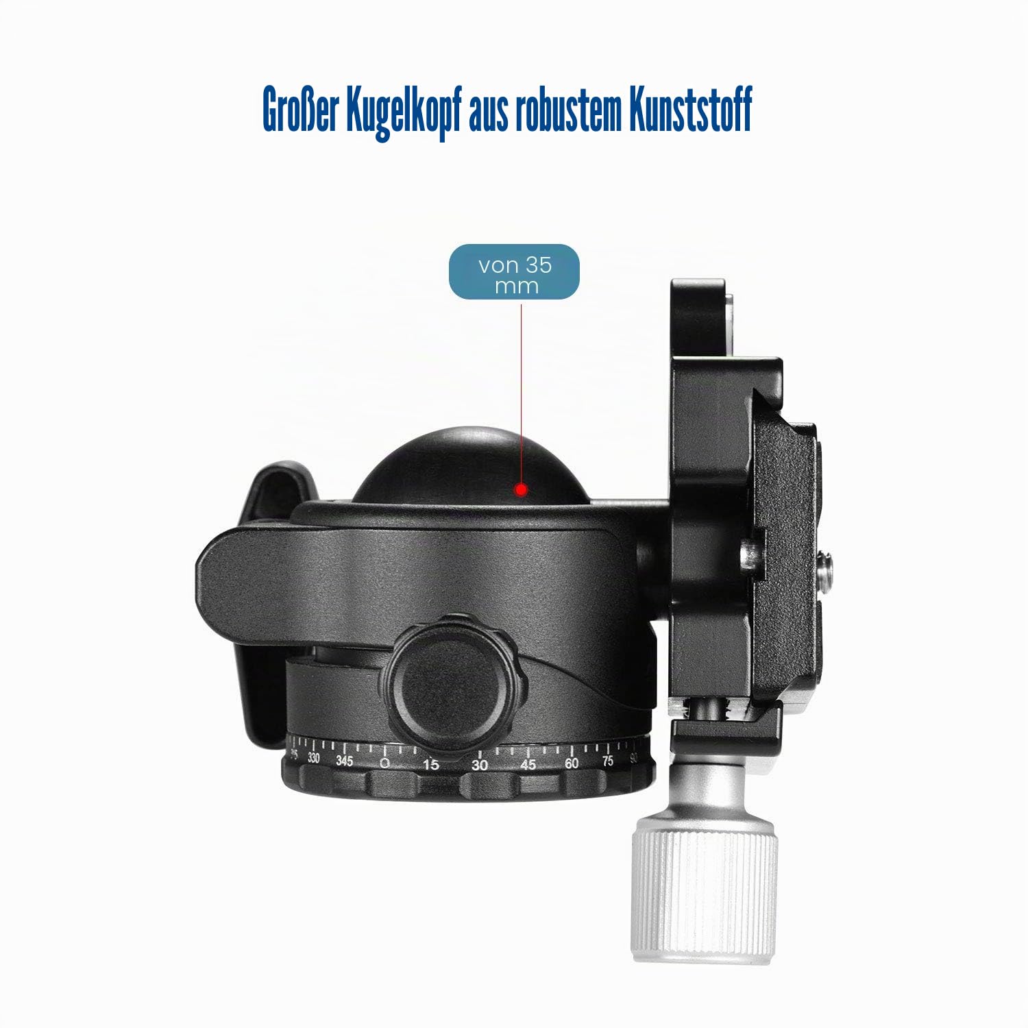 Andoer Kugelkopf Stativkopf mit Schwerlast Fotografie Kamera Stativ Stativköpfe,maximale Belastung 15 kg,Schnellwechselplatte 1/4 Zoll Schraube