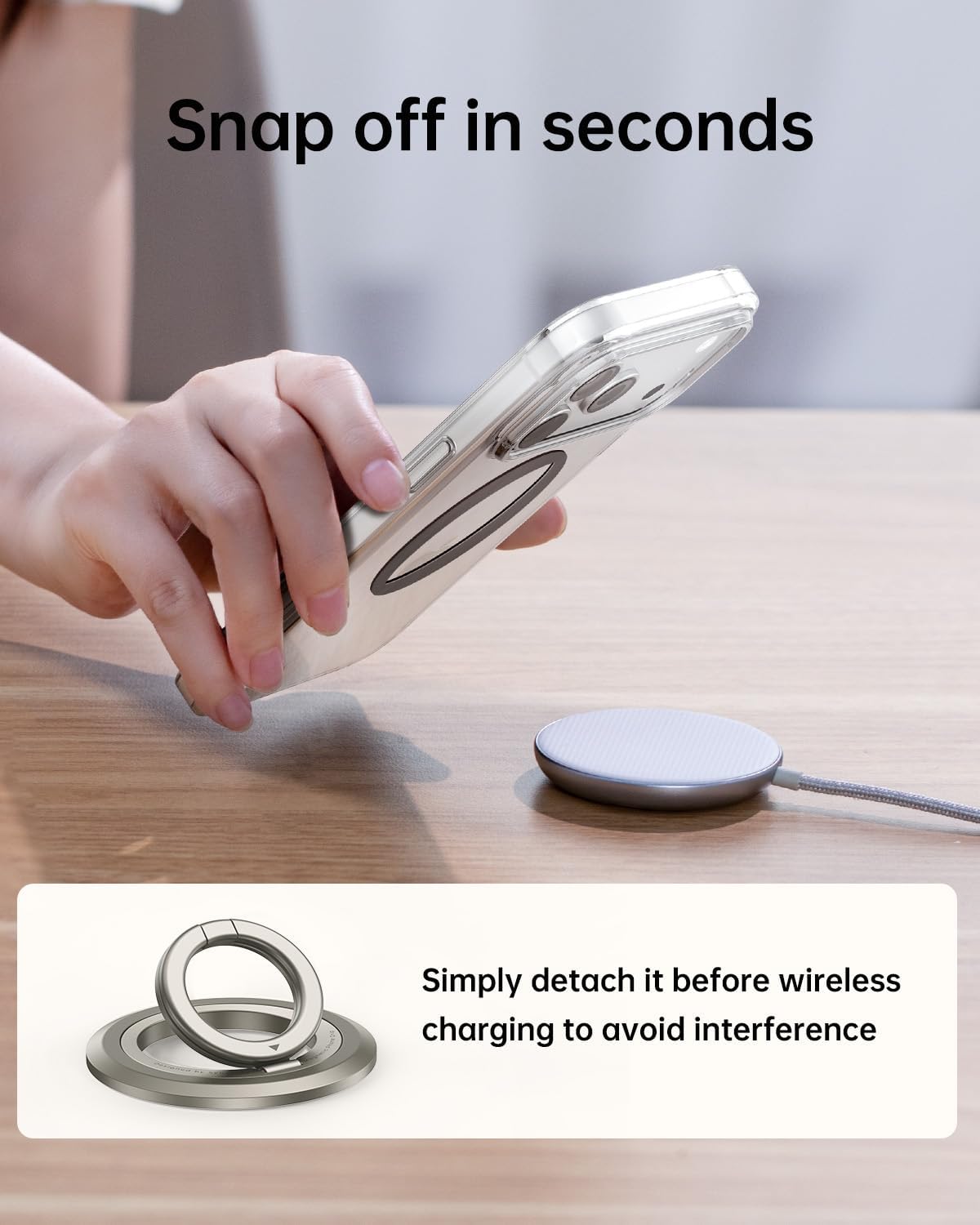 SYNCWIRE for MagSafe Ring Phone Holder, 360° Rotation Magnetic Cell Phone Grip Dual-Sided Magnets Phone Ring Kickstand Compatible with iPhone 17 16 15 14 13 12 Pro Max MagSafe, Android, Samsung etc. - Image 7