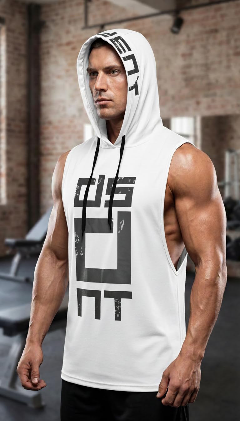 3-Pack Men's Sleeveless Hoodie - Polyester Quick-Dry Workout Vest for Gym, Running & Fitness