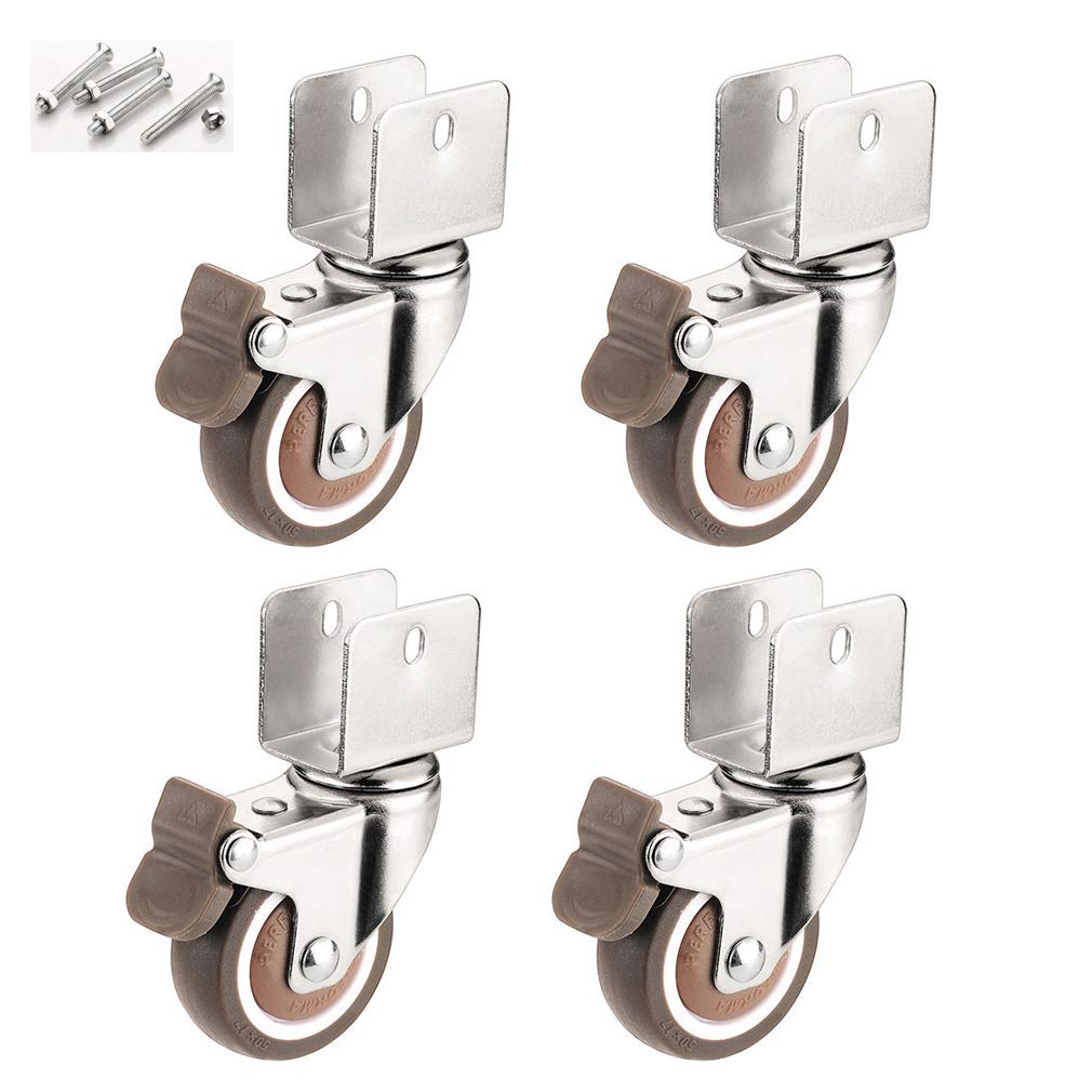 Roulettes de meubles de 5 cm en forme de U fixation facile lot de 4 pour lit