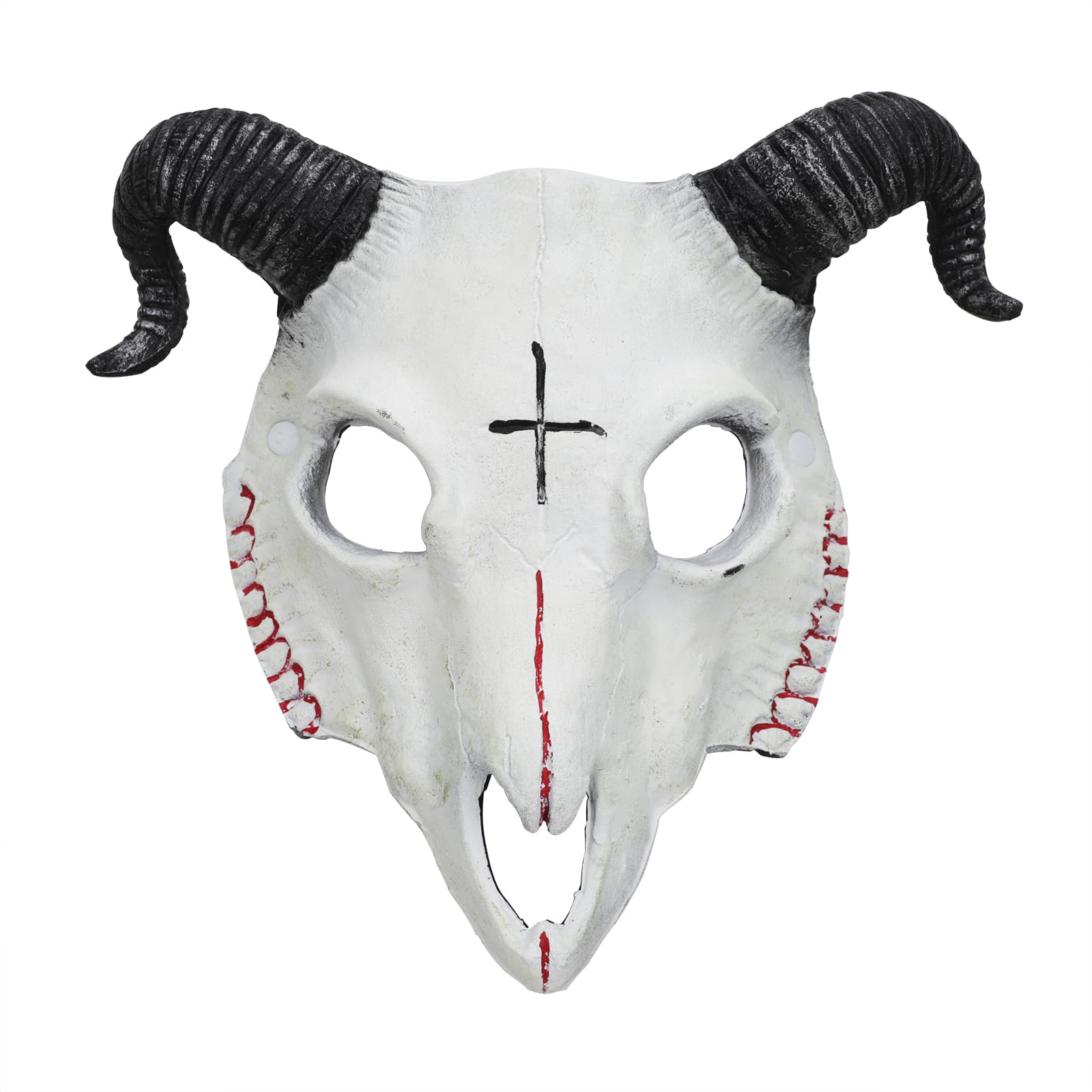 Halloween Half Face Scary Animal Mask,Carnaval Sheep Horn Ghost Devil Demon Mask,Easter Horror Headgear Festival Fancy Dress Samurai Cosplay Party Costume Prop Accessories for Adult