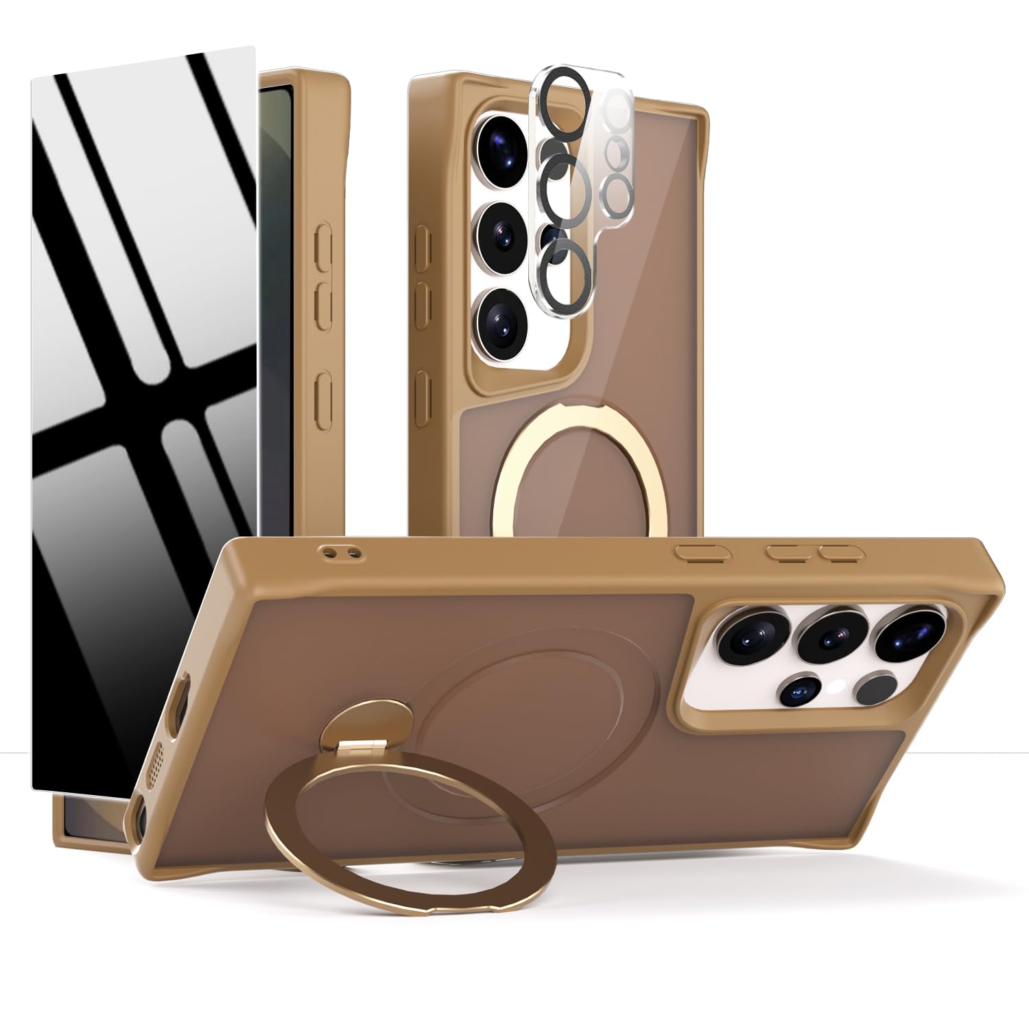 for Galaxy S25 Ultra Case with Stand,360° Rotated Magnetic Ring Phone Case with Privacy Screen Protector & Camera Cover, [Compatible Magsafe] Funda