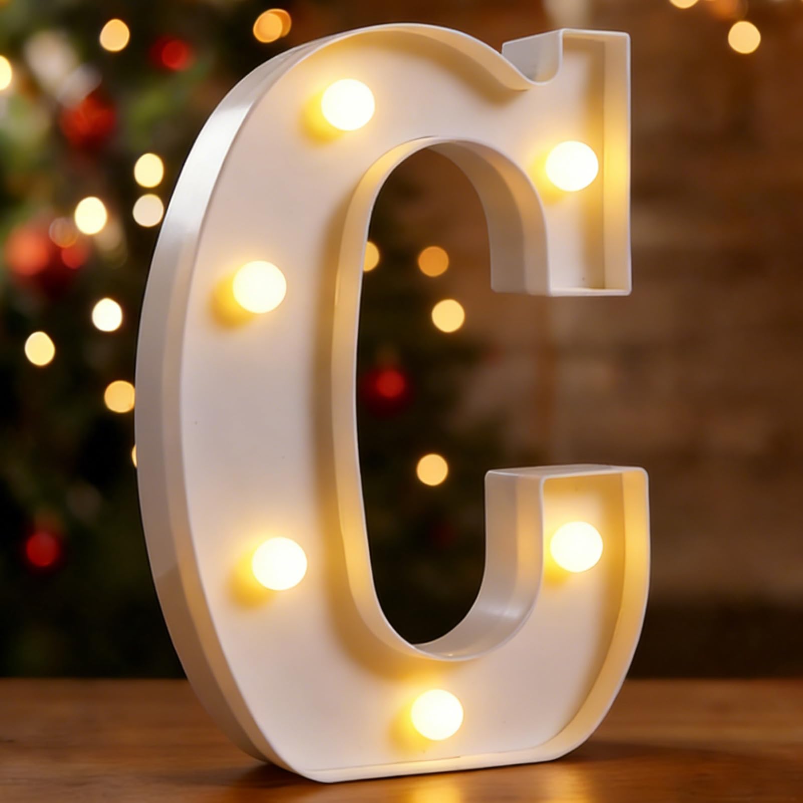 DyingSwan Small Led Marquee Letters, Light Up Letters, 8.58 Inch Led Letter Lights, Battery Powered Lighted Sign for Table, Party, Birthday, Christmas Decor (Letter C)