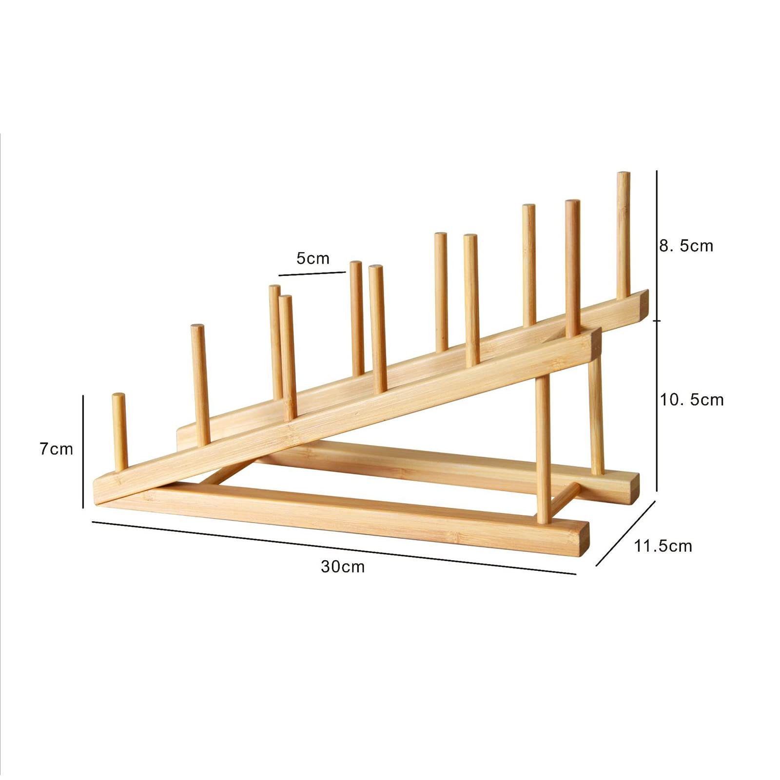 Porte-Assiettes en Bambou, Porte-Assiettes en Bambou, Porte-Assiettes en Bois pour Assiette, Tasse, Couvercle de Casserole, Livres