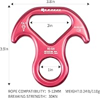 Vista 6 de 30kN/35kN/40kN Rescate Figura 8 Descender Engranaje de escalada Equipo de descenso Dispositivo de rappeling de placa de aparejo para escalada
