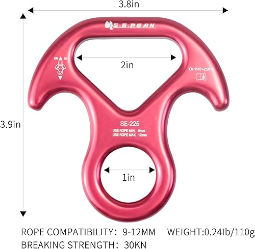 Miniatura 6 de 30kN35kN40kN Rescate Figura 8 Descender Engranaje de escalada Equipo de descenso Dispositivo de rappeling de placa de aparejo para escalada en