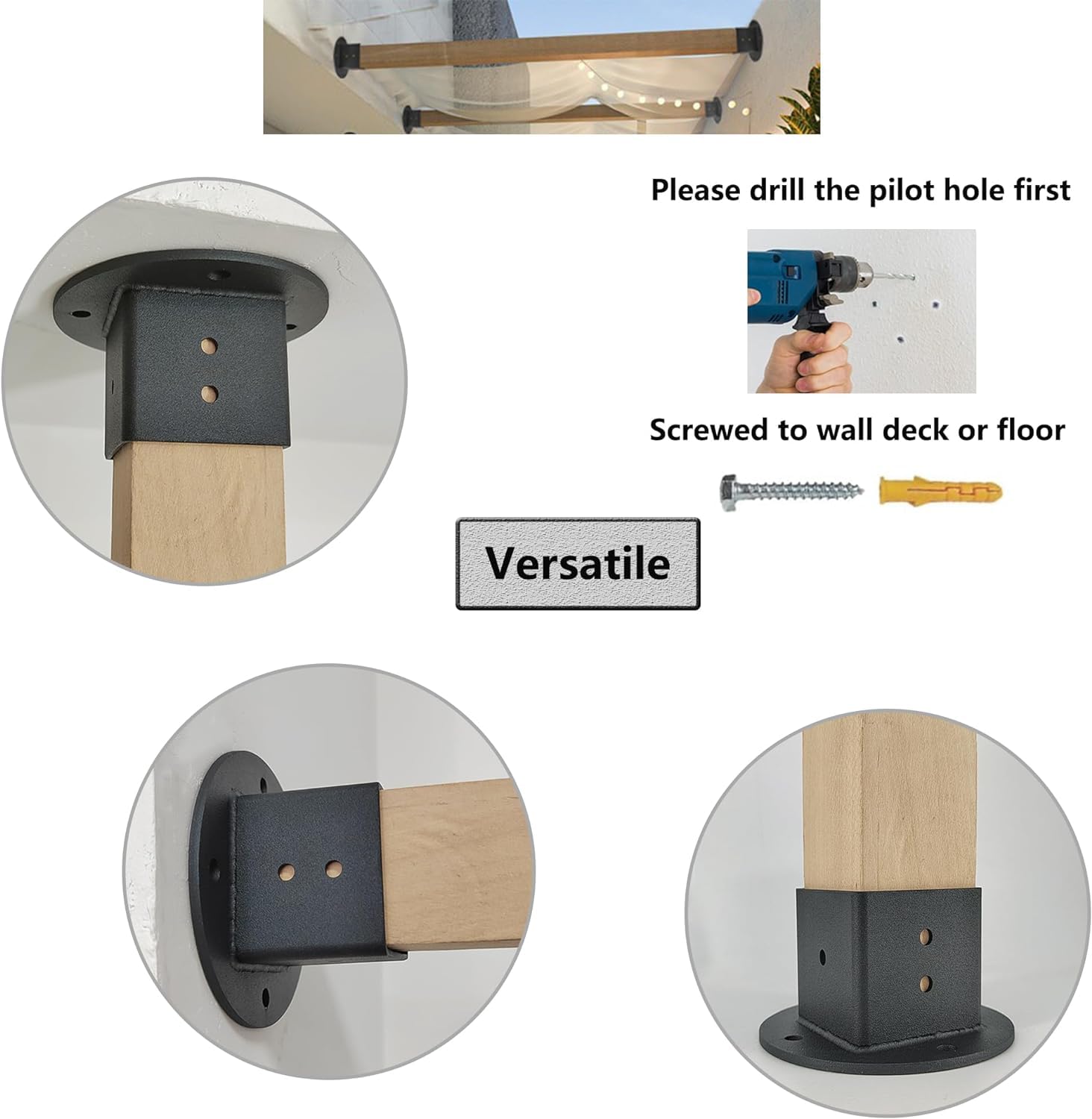 VEVOR Soporte en T negro, 6 x 6 pulgadas, 8 unidades de placa de reparación en T con recubrimiento de polvo negro, conector plano en forma de T de acero calibre