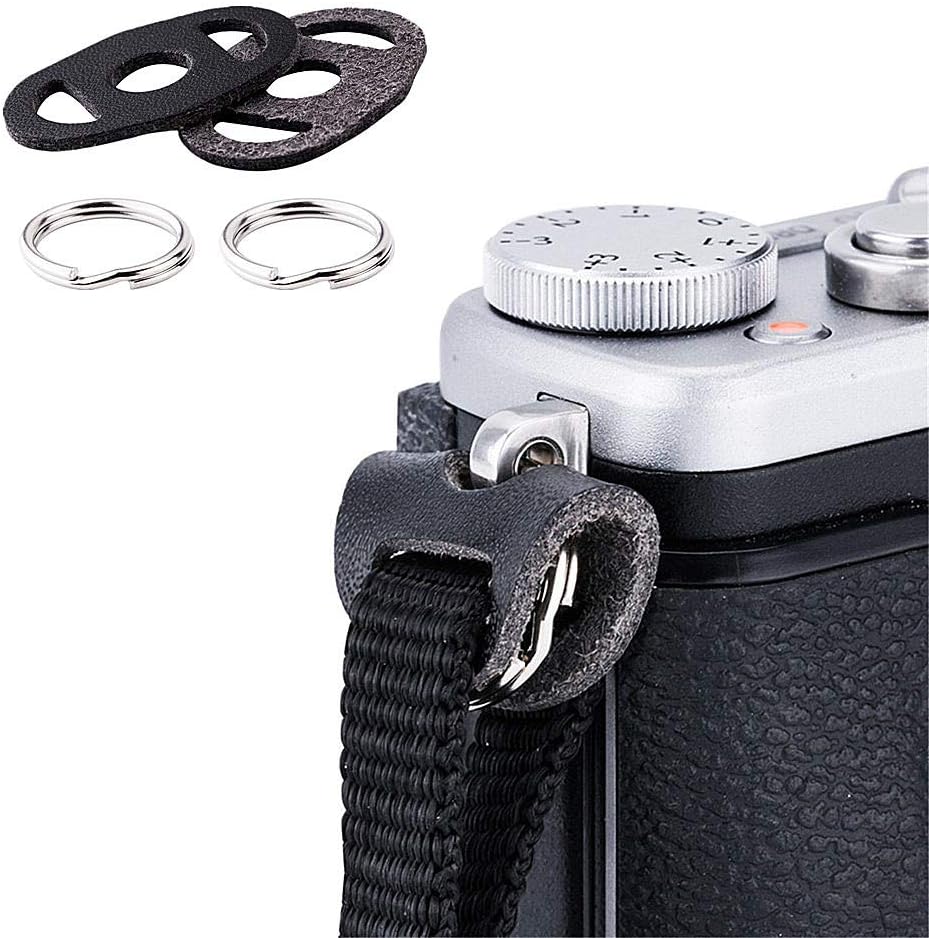 Camera Strap Eyelet Lug Split O Ring Adapter & Leather Cover for Sony ZV-E10 A6700 A6600 A6500 A6400 A6300 A6100 A6000 A7C A7RIV A7SIII II Leica Q3 Nikon ZFC Z fc Fuji XE4 XT4 X-S10 X-T30 X-Pro3 X100V