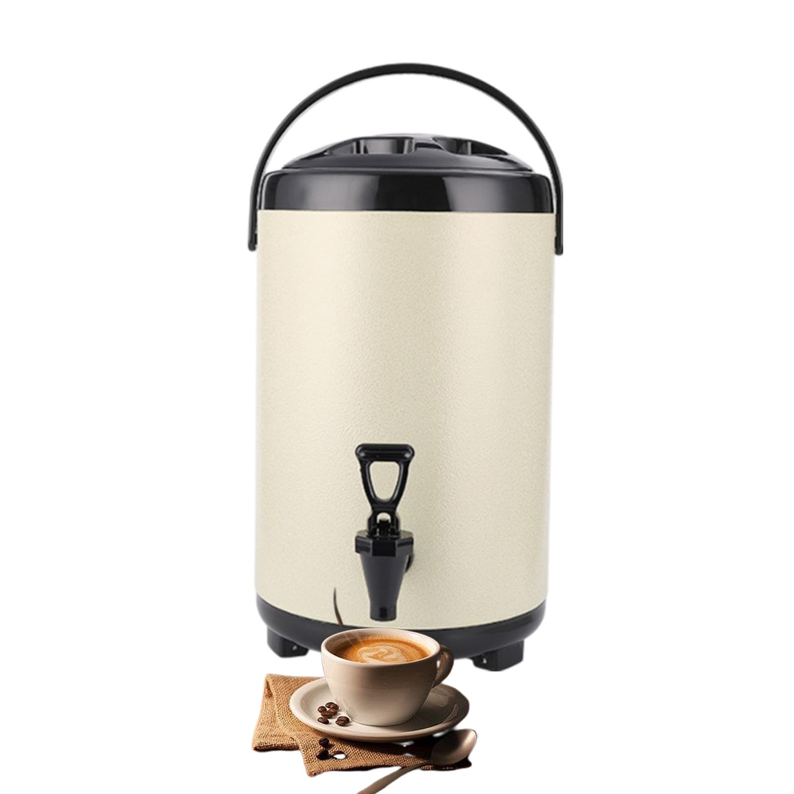 Distributeur de boissons isotherme avec robinet anti-goutte en inox blanc 8L
