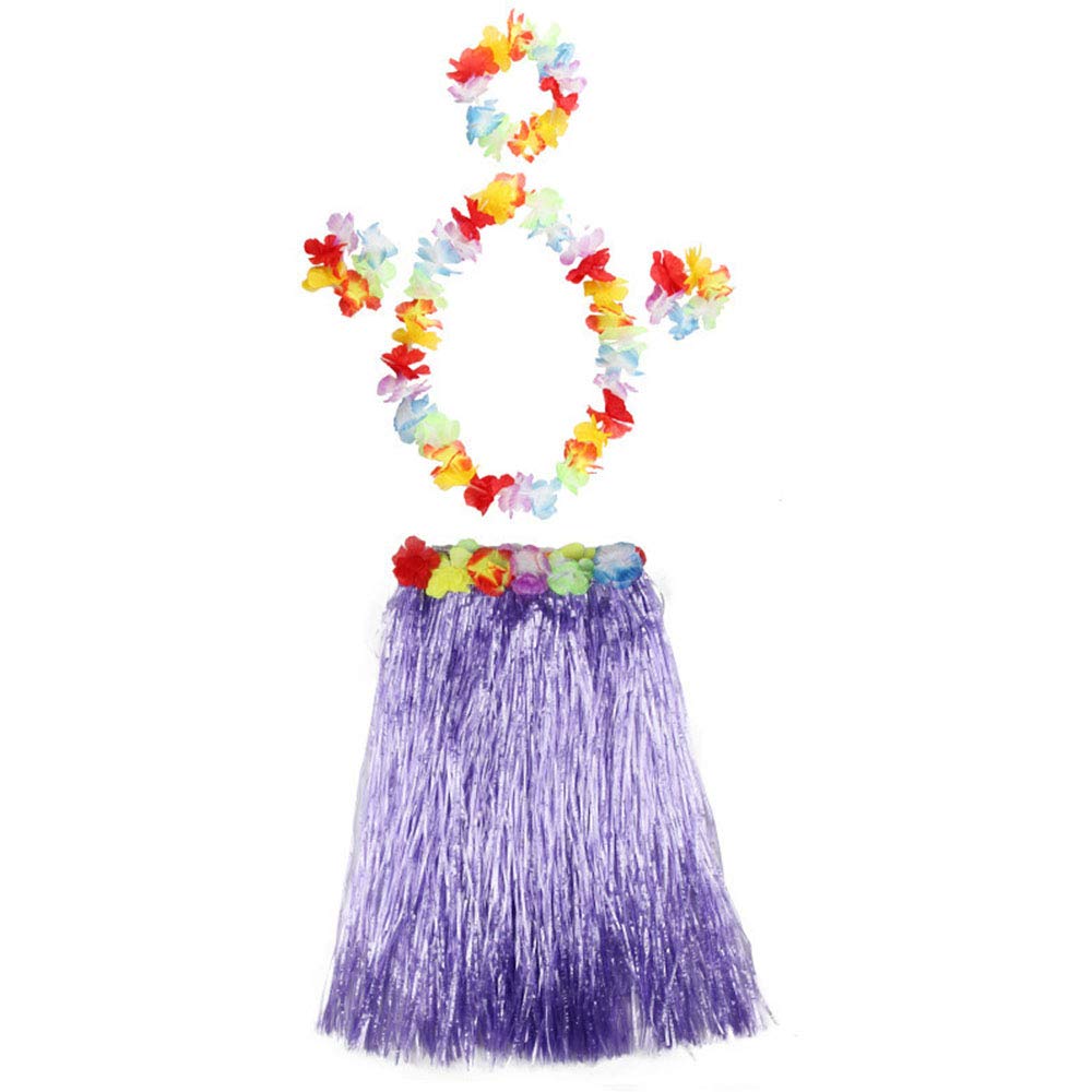Grass Skirts for Adults Hula Skirt Plus Size Luau Dance Hawaiian Party Costume Elastic Waist (Purple)