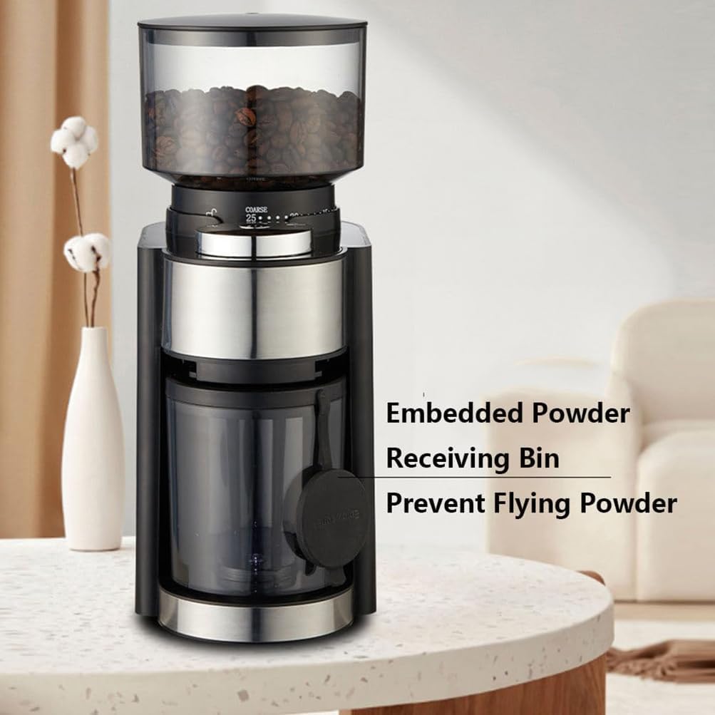 Coffee Grinder Electric, 250G Large Capacity Burr, with 25 Grind Settings, One Button Operation Automatic Grinde, For Espresso/Drip/Brew/Cold Brew