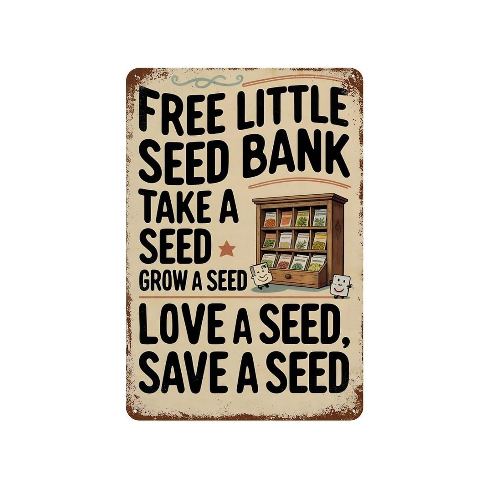 Auoqkqut One Color Community Seed Swap Metal Tin Sign Take A Seed Grow A Seed Vintage Garden Decor For Backyard Greenhouse Shed 8 X 12 Inch