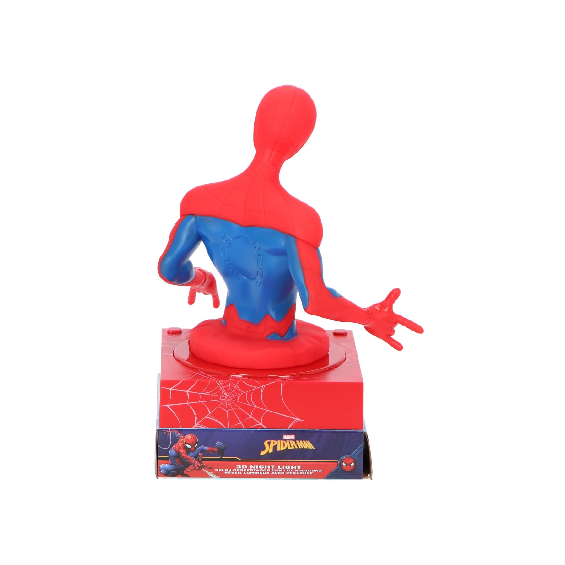 Spiderman 3D Wekker Puts nachtlampje en geluiden, Multicolored, 13.2 cm x 13.2 cm x 22 cm - Image 3