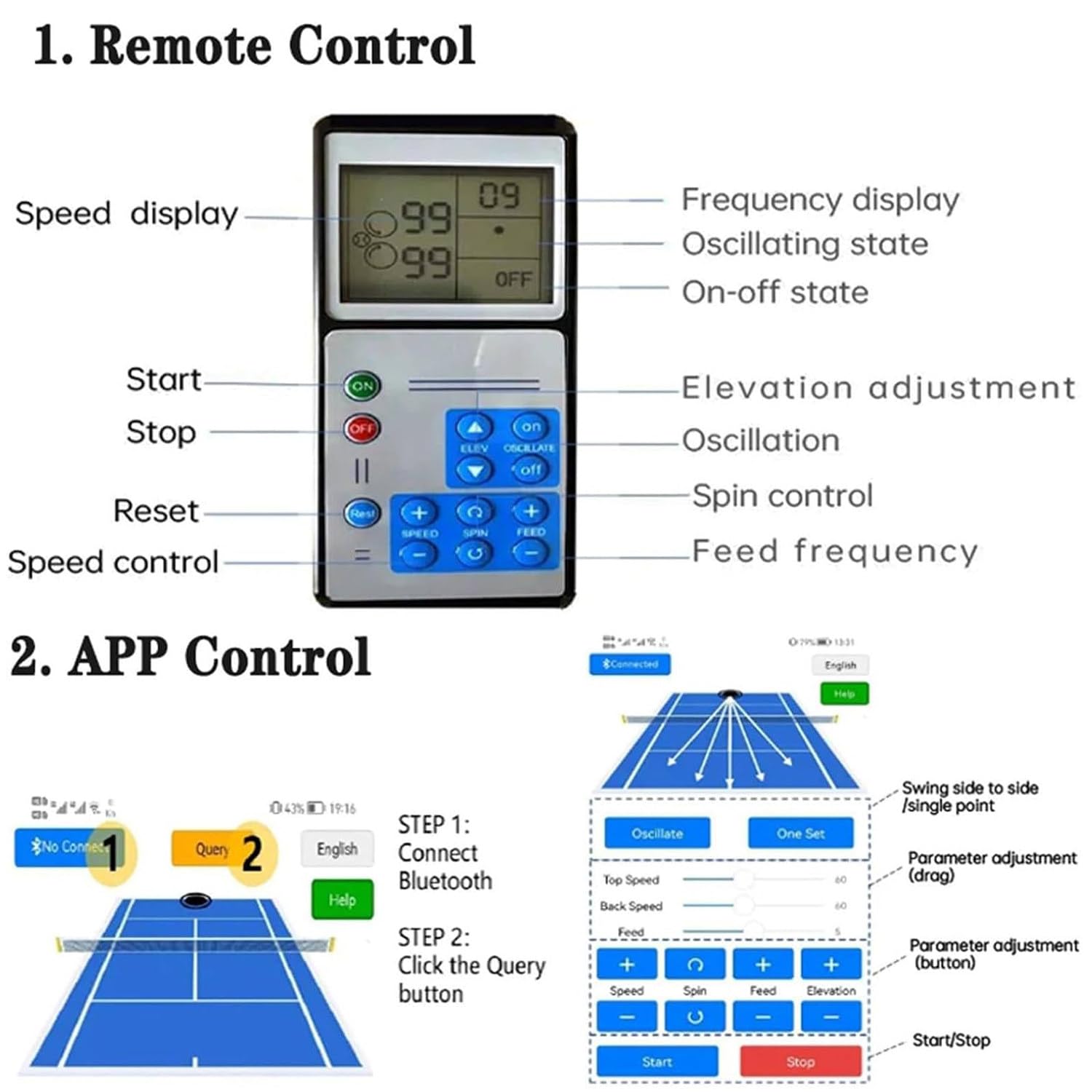 Macchina automatica per palline da tennis con velocità regolabile e capacità elevata per pratica e allenamento da soli
