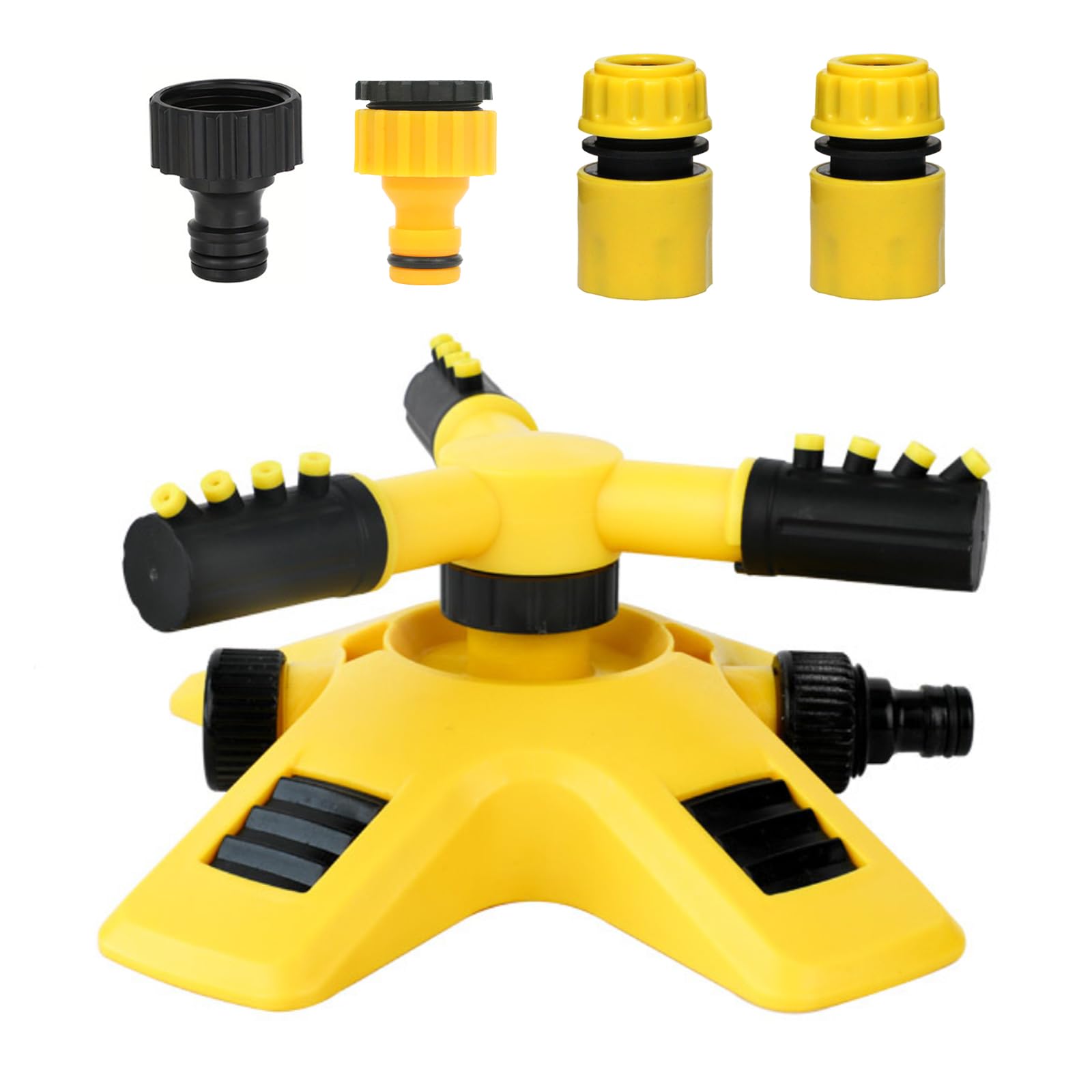 Garden Sprinkler, Automatic Lawn Water Sprinkler with Hose Attachment, 360 Degree Rotating Durable 3 Arms Adjustable Water Sprinkler Gardening Irrigation System for Lawn Plants Flowers Veggies