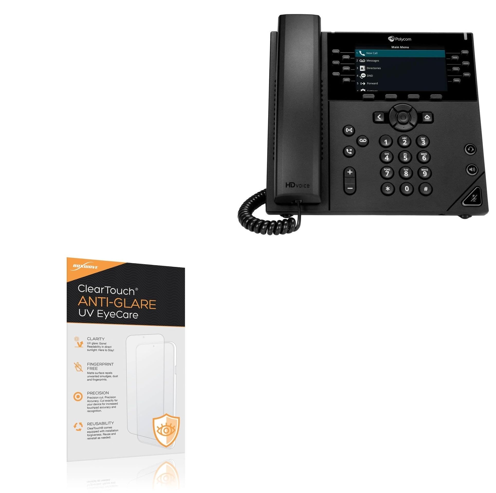 BoxWave Screen Protector Compatible With Polycom VVX 450 - ClearTouch Anti-Glare Anti-UV EyeCare (2-Pack), Filters out Harmful Blue Light Reduce Fatigue