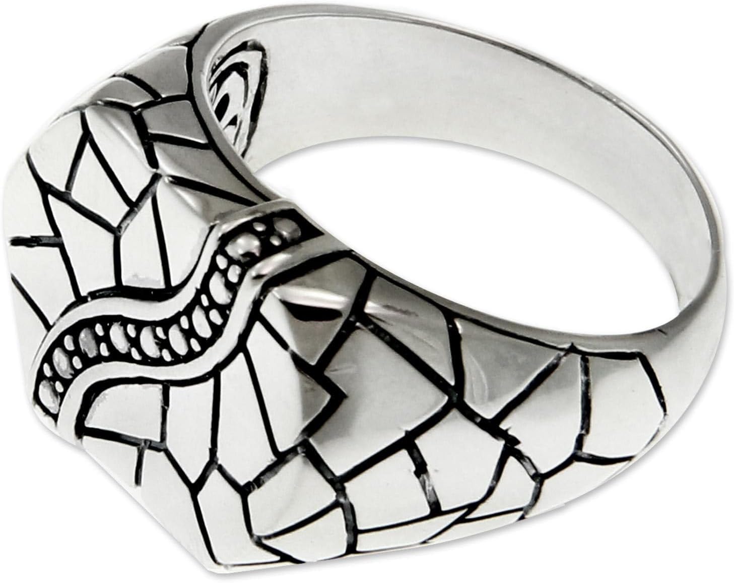 NOVICA Artisan Handmade Men's .925 Sterling Silver Ring Signet Indonesia 'Cobblestones'