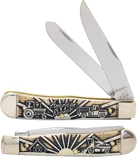 Case WR XX Pocket Knife Natural Sculpted Bone Trapper American Farmer Item #1067603 - (6254 SS) - Length Closed: 4 1/8 Inches - Case