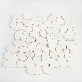 Pebble Tile for Shower Floor, White, StoneCreek 12x12 inch Durable for Kitchen Backsplash, Bathroom Floors, Wall Covering, Outdoor Applications – 6 Pieces per Box, Perfect for DIY & Professional Use