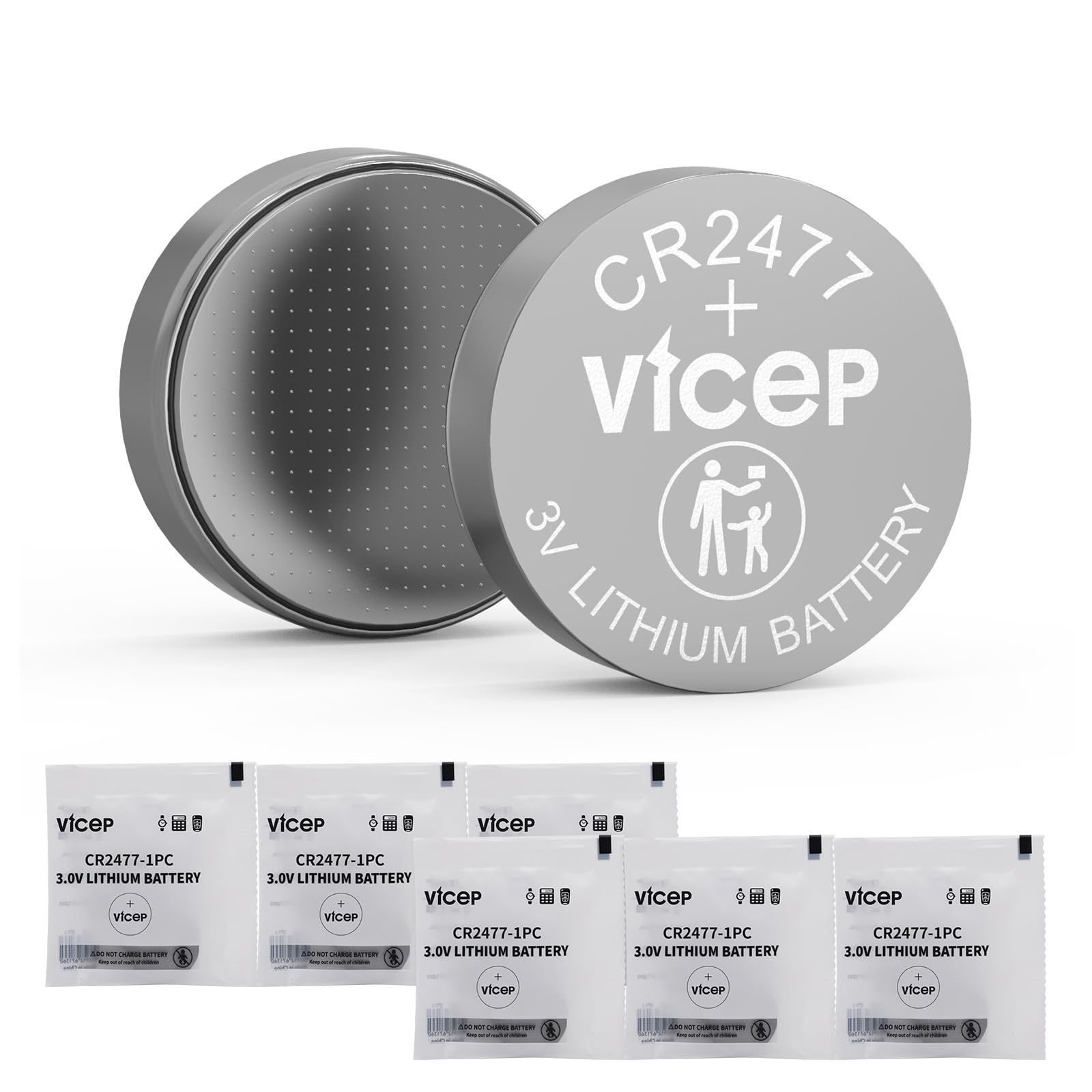 Amazon | ViCep 6個 CR2477 ボタン電池 CR 2477 3V リチウム コイン型電池  リモコン、モーションセンサー、温度計、時計などに対応 個別包装 | ViCep | 乾電池