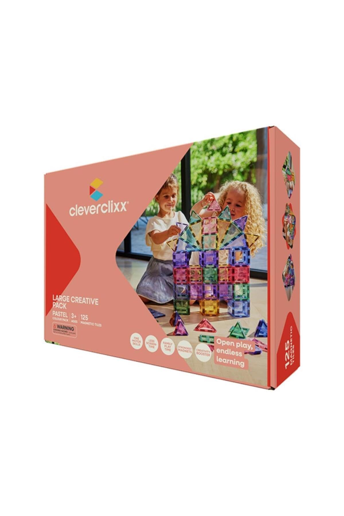 Großer Kreativ-Bausatz in Pastellfarben 125 Teile, großes Set, langlebiges Magnetspielzeug, Robustes Lernspielzeug, erweiterbare Sets, für Kinder ab 3 Jahren