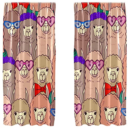 Juego de 2 cortinas decorativas de 55 x 84 pulgadas con estampado de alpacas 2
