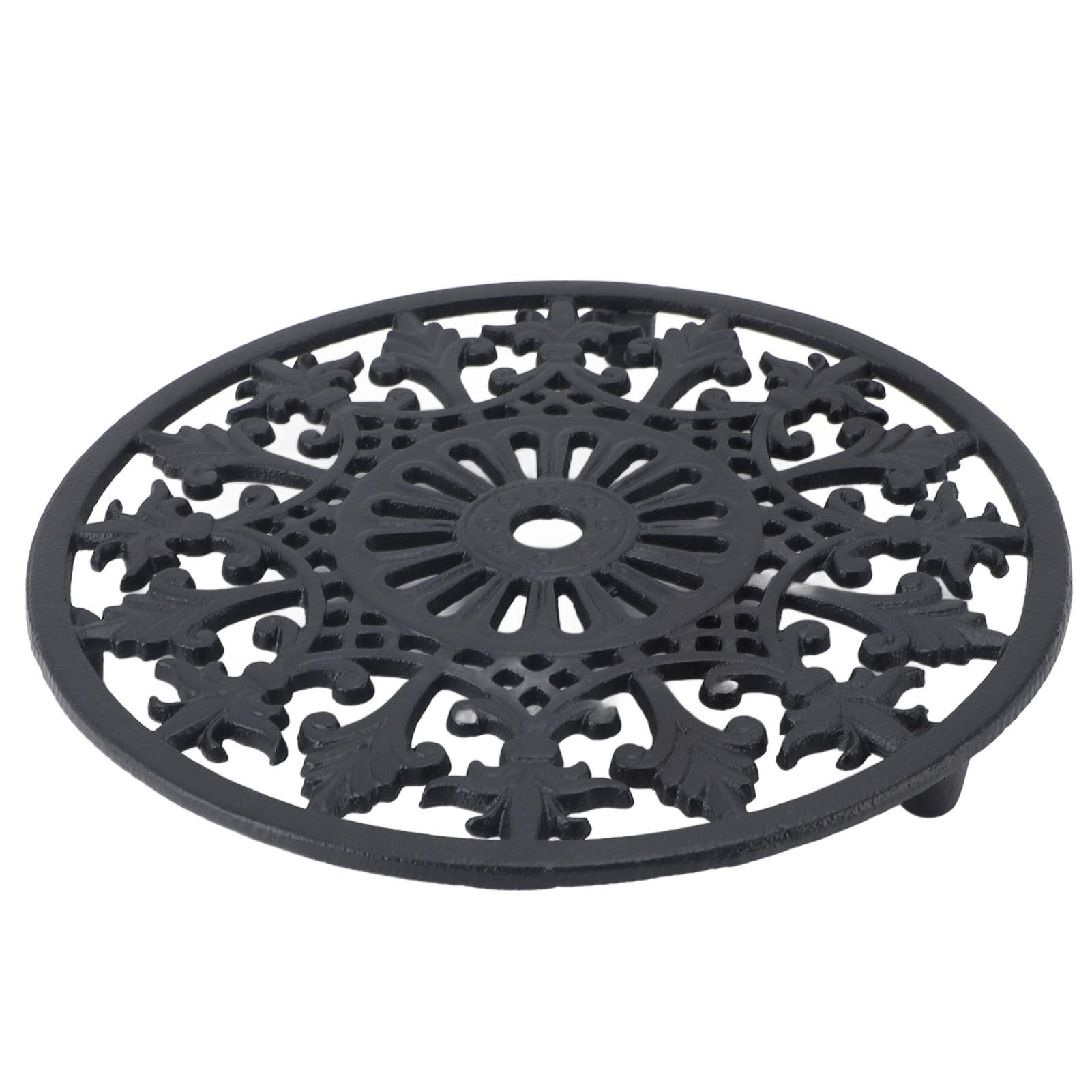 Sunicon Cast Iron Trivet, Vintage Anti Slip Round Heavy Duty Hot Dish Pot Pan Holder Stand Rustic Cast Iron Hot Dish Plate Holder for Kitchen Dining Table Countertop Cooktop