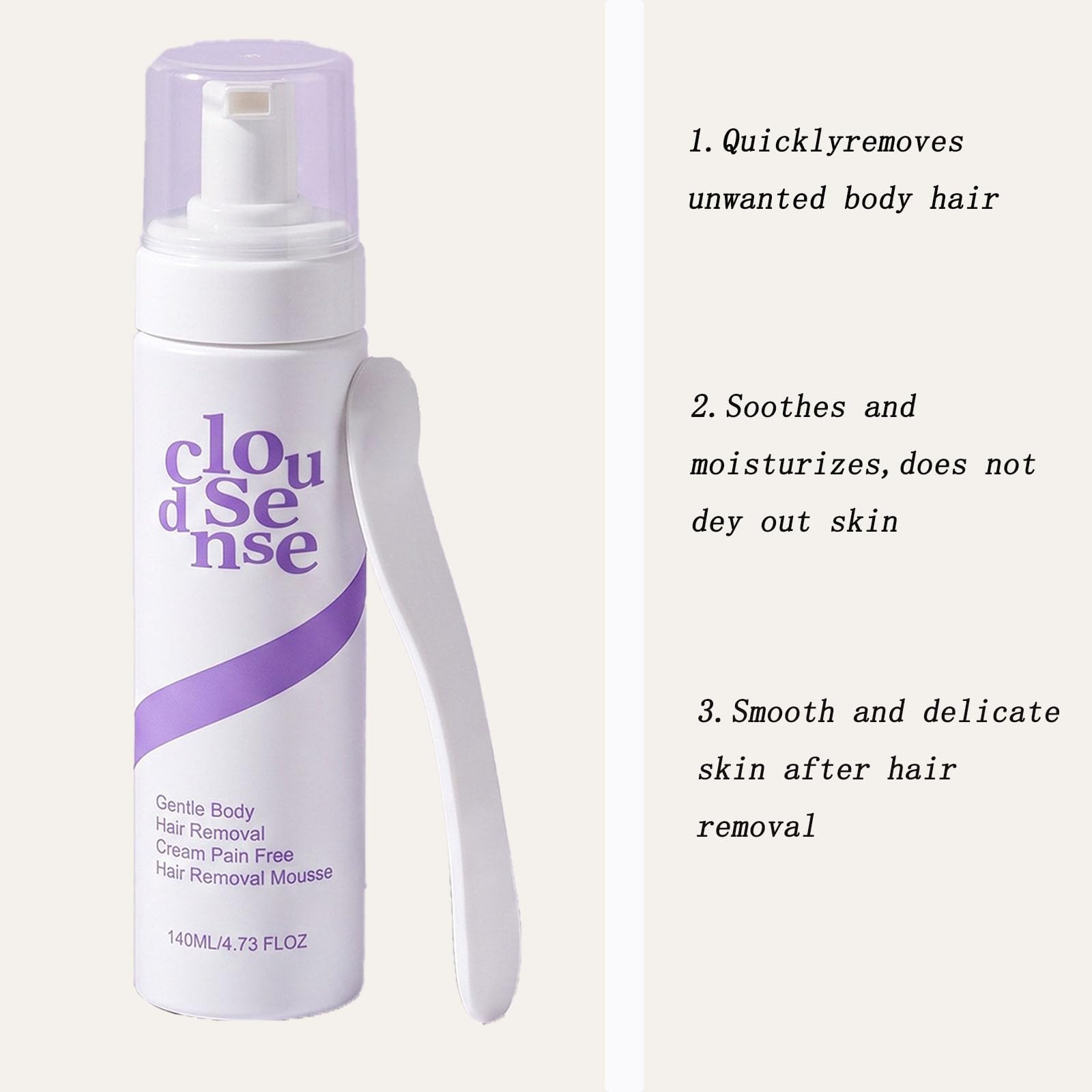 Kit Mousse per la Depilazione Liscia per Donne e Uomini, Bikini Indolore, Gambe, Ascelle, Depilatore ad Azione Rapida per Pelle Sensibile, Depilatore Delicato per il Corpo con Olio di Cocco (5 pezzi)
