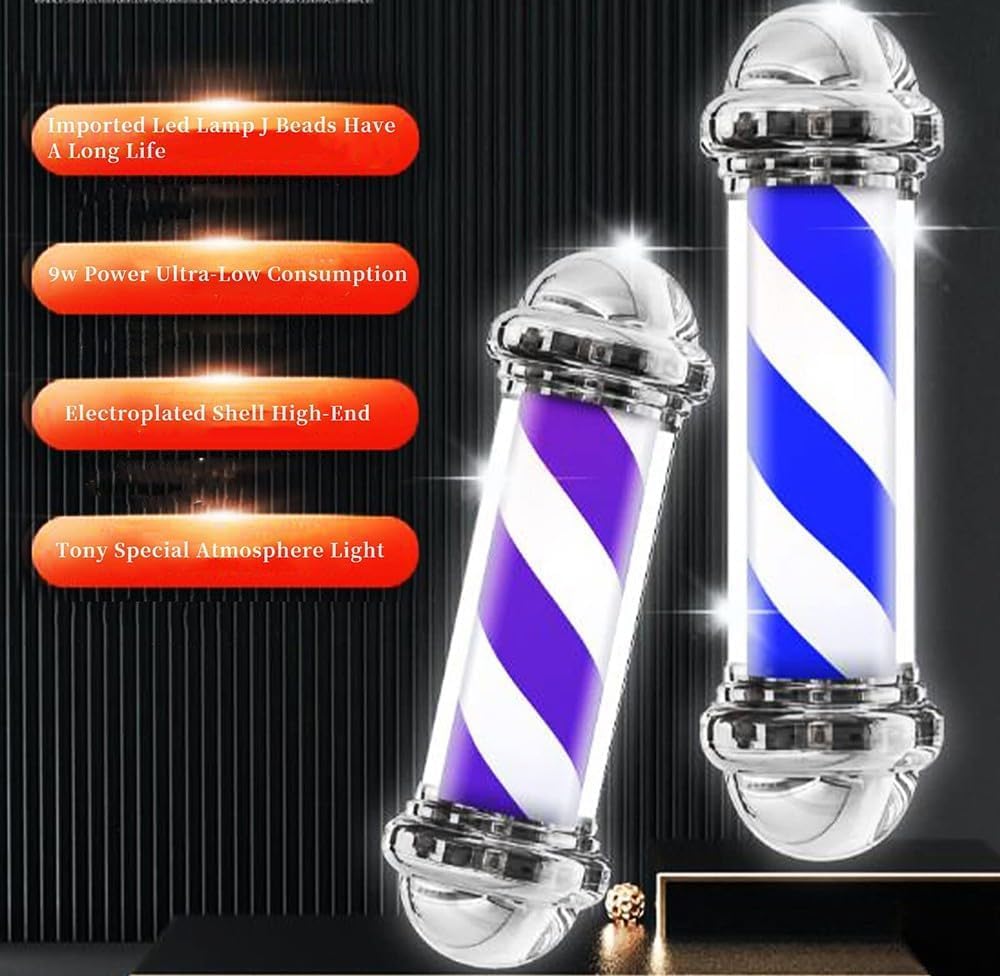 Luz Led Para Poste De Barbero, Letrero Giratorio Retro Para Peluquería, Indicador Luminoso Exterior De Barbería Abierto, Resistente Al Agua Y De Bajo Consumo, Para Peluquería De 50 Cm. A 50cm