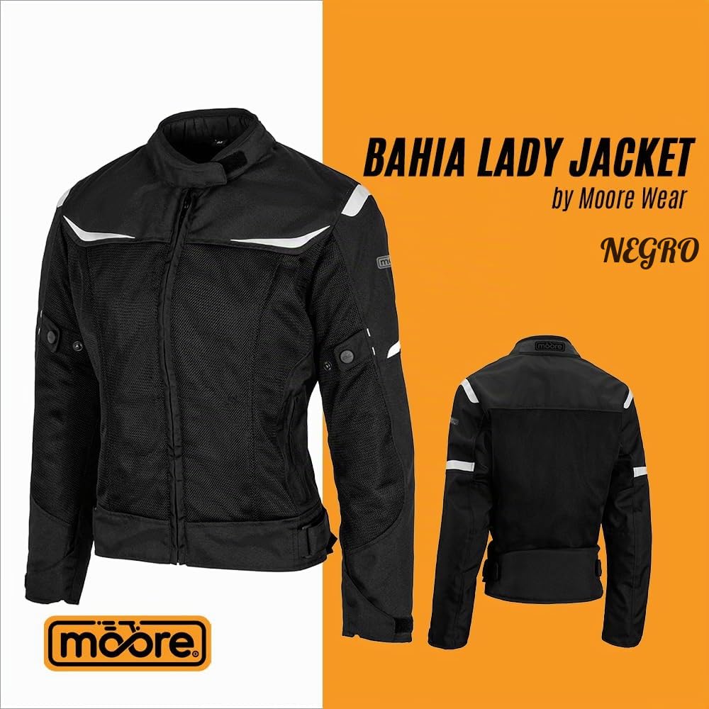 Moore I Chaqueta de Moto Bahia Lady Negro – Verano, Protecciones CE, Diseño Femenino