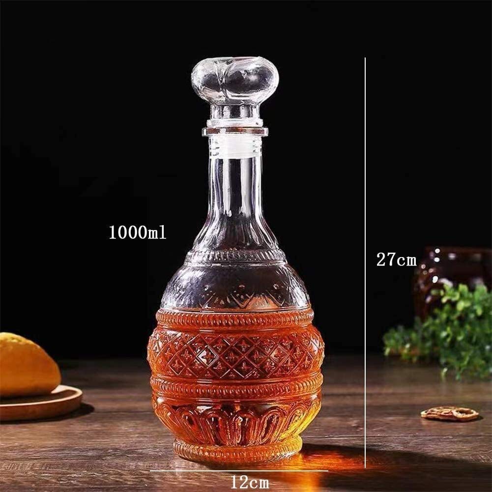Karafka do whisky i zestaw kieliszków, szklana karafka do wina z korkiem, stojak Hanade szklany dozownik wina, karafka do whisky, karafka alkoholowa do alkoholu (rozmiar: 7)