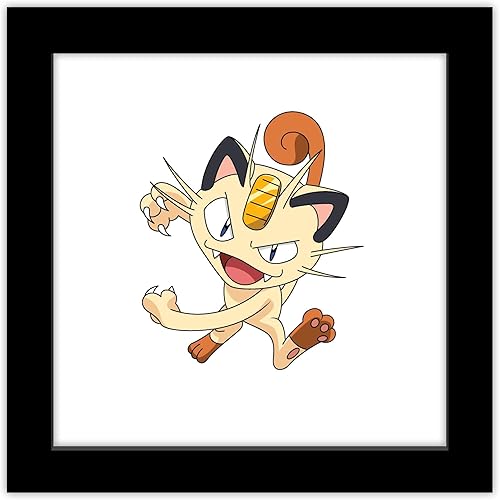 Trends International Gallery Pops Pokemon - Póster de pared de Meowth, 12 x 12 pulgadas, versión enmarcada en negro