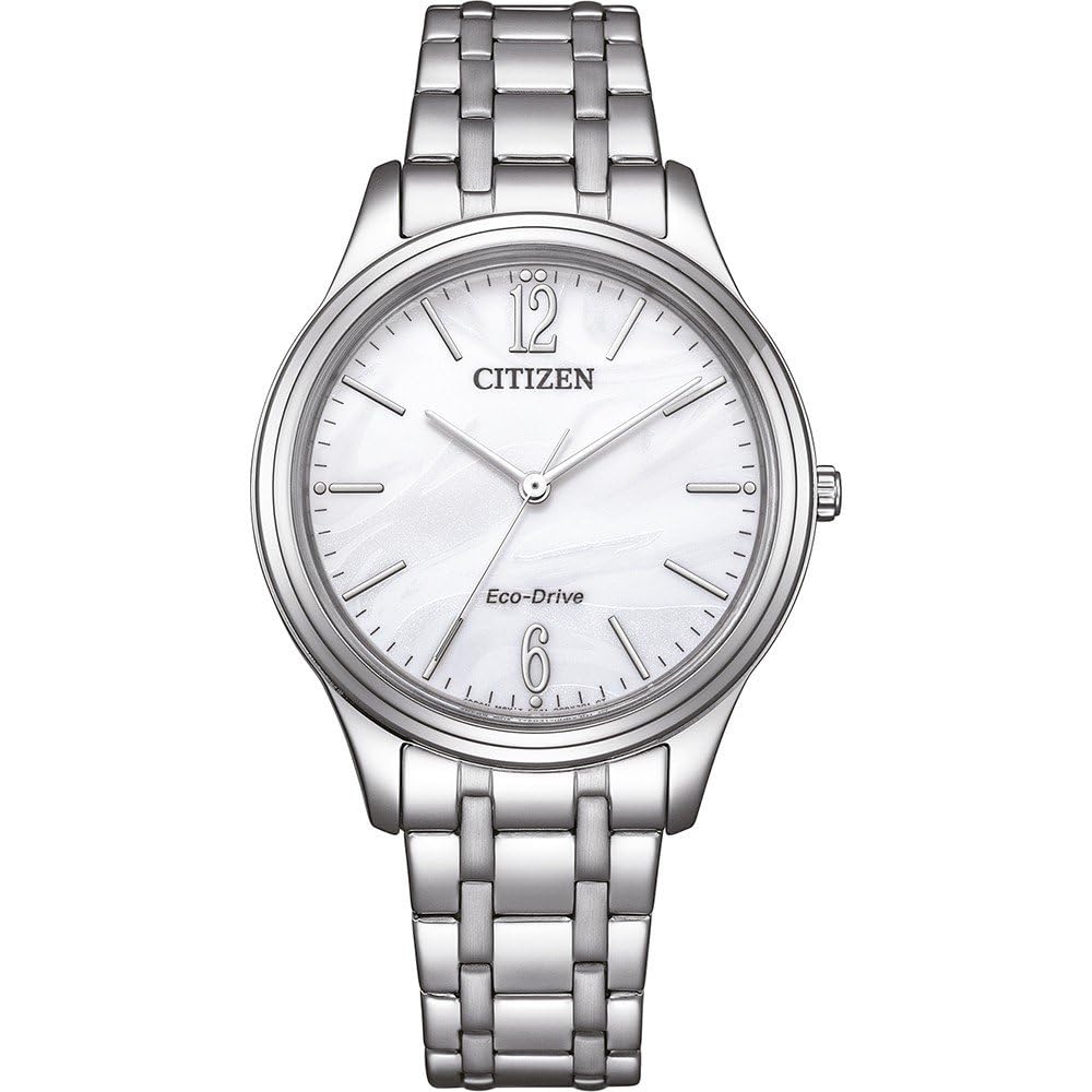 Citizen Damenuhr Edelstahl, Weiß, 34 mm, EM0411-71A
