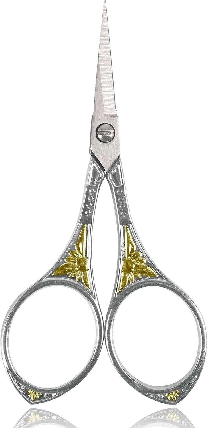 BIHRTC Stainless Steel European Vintage Floral Scissor for Embroidery, Sewing, Craft, Art Work & Everyday Use