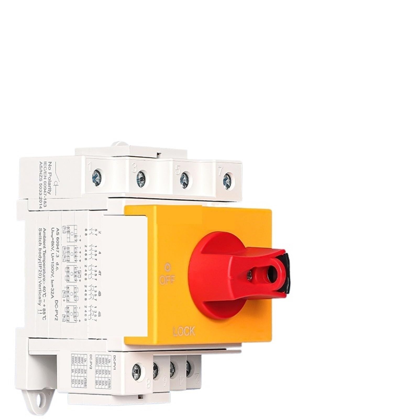 1 Uds interruptor aislador PV 1000V 32A 2P mango seccionador EKD16-DB32(EKD6-32-4 (4P 32A))