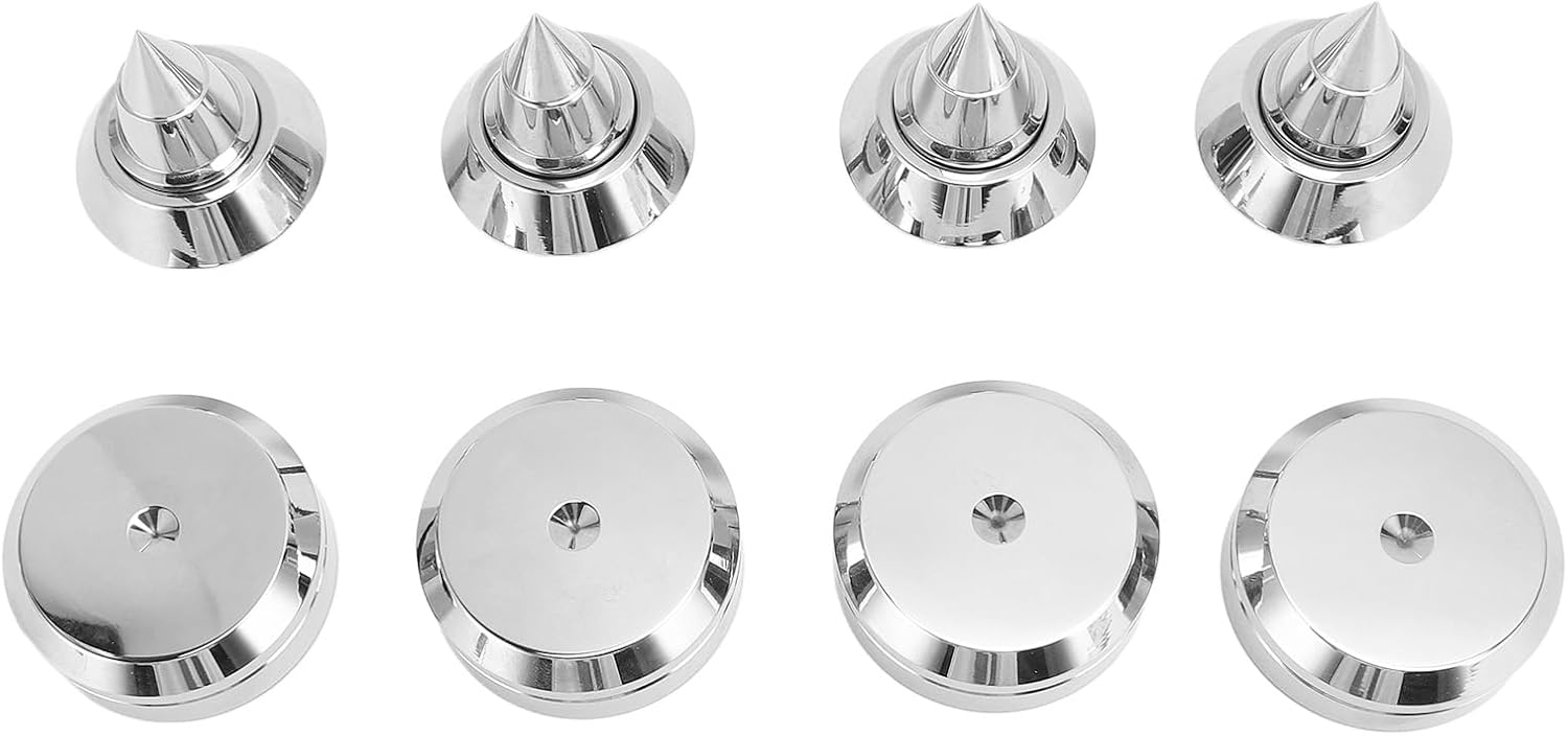 Silver Aluminum Alloy Speaker Isolation Spike Set with M6 Thread High Damping Vibration Control Feet for CD/DVD Players & Amplifiers