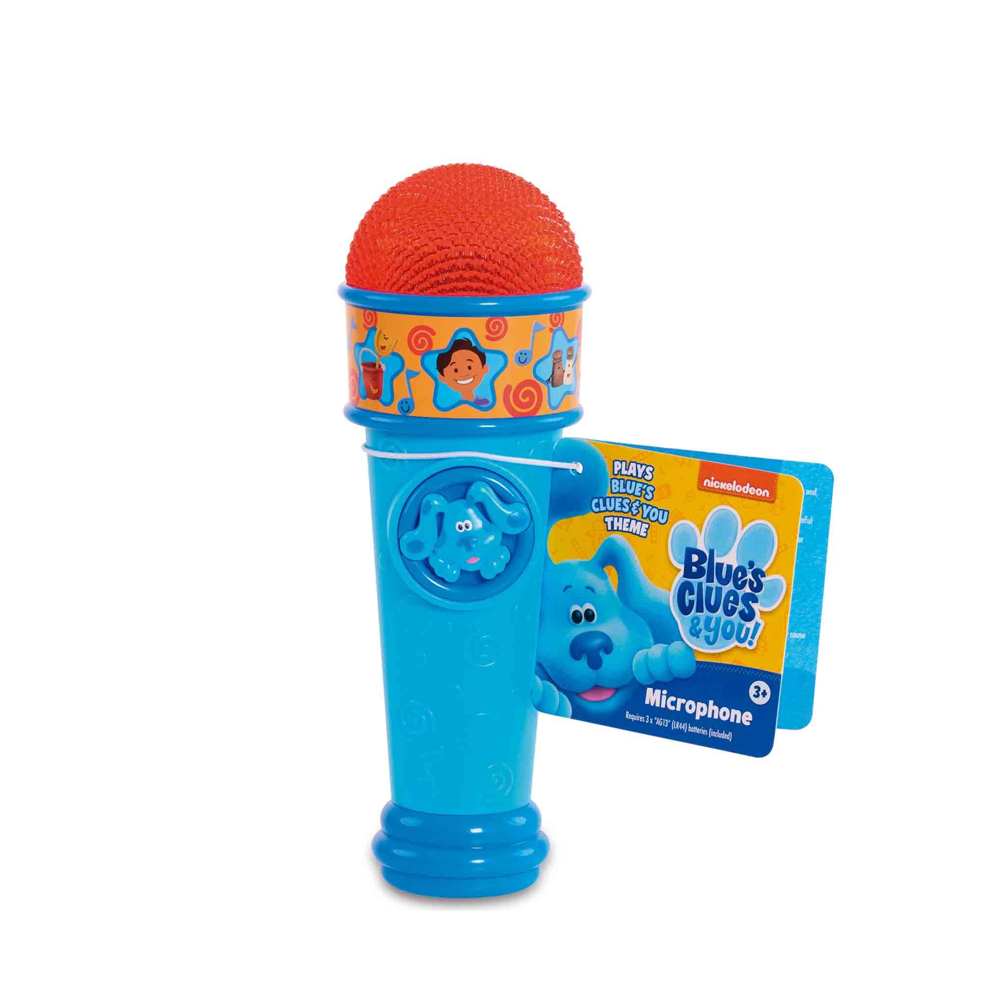 Famosa Pistas de Blue y Tú, Micrófono Azul de Juguete Perrito Blues Clues, con la canción de la Serie Infantil de Dibujos, para niños y niñas a Partir de 3 años, Multicolor